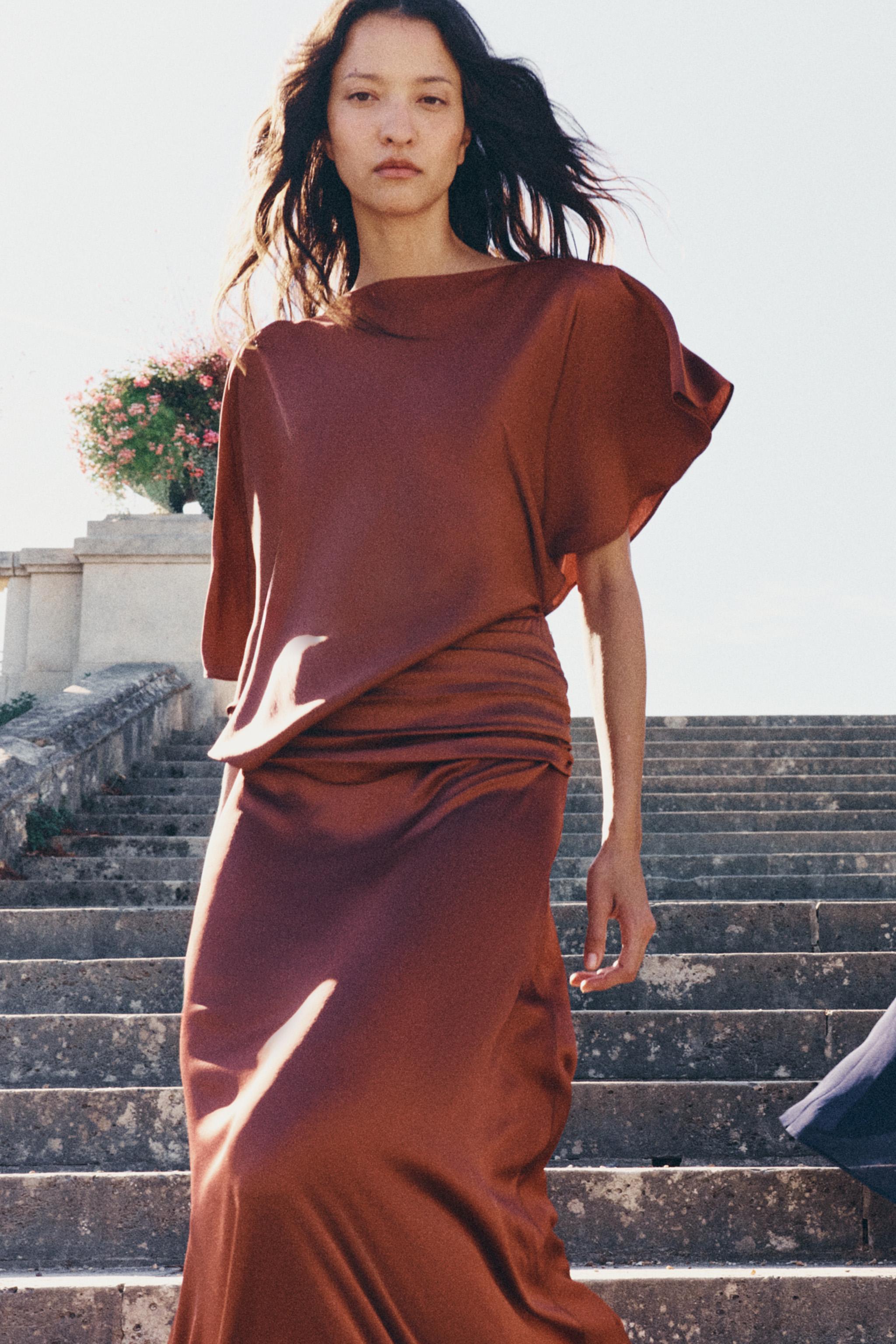 Длинное платье из сатина ZW COLLECTION — ZARA