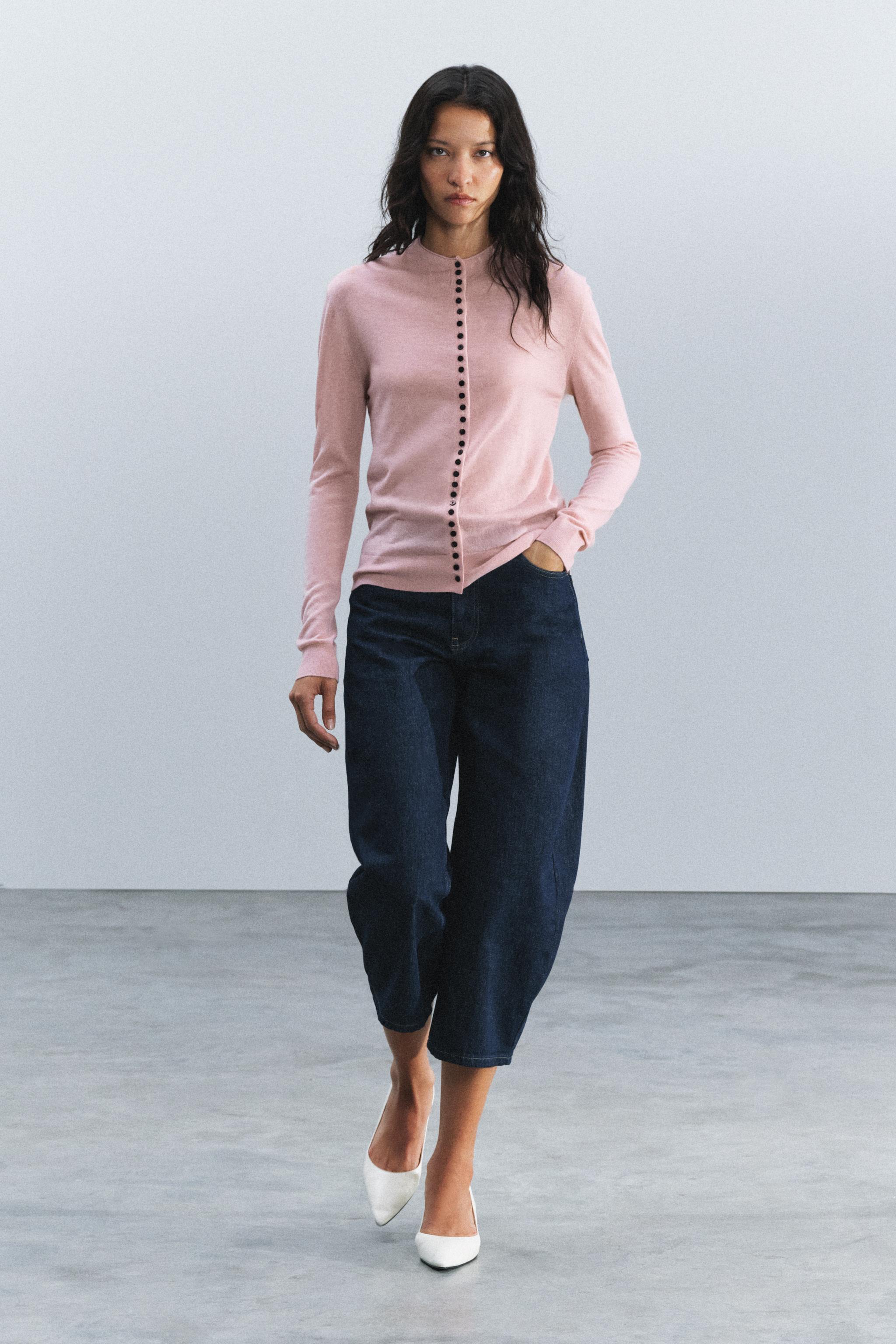 Кардиган из шерстяной смеси тонкой вязки — ZARA