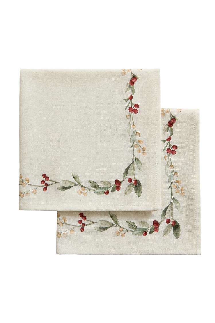 CHRISTMAS LEAF COTTON NAPKINS (PACK OF 2)