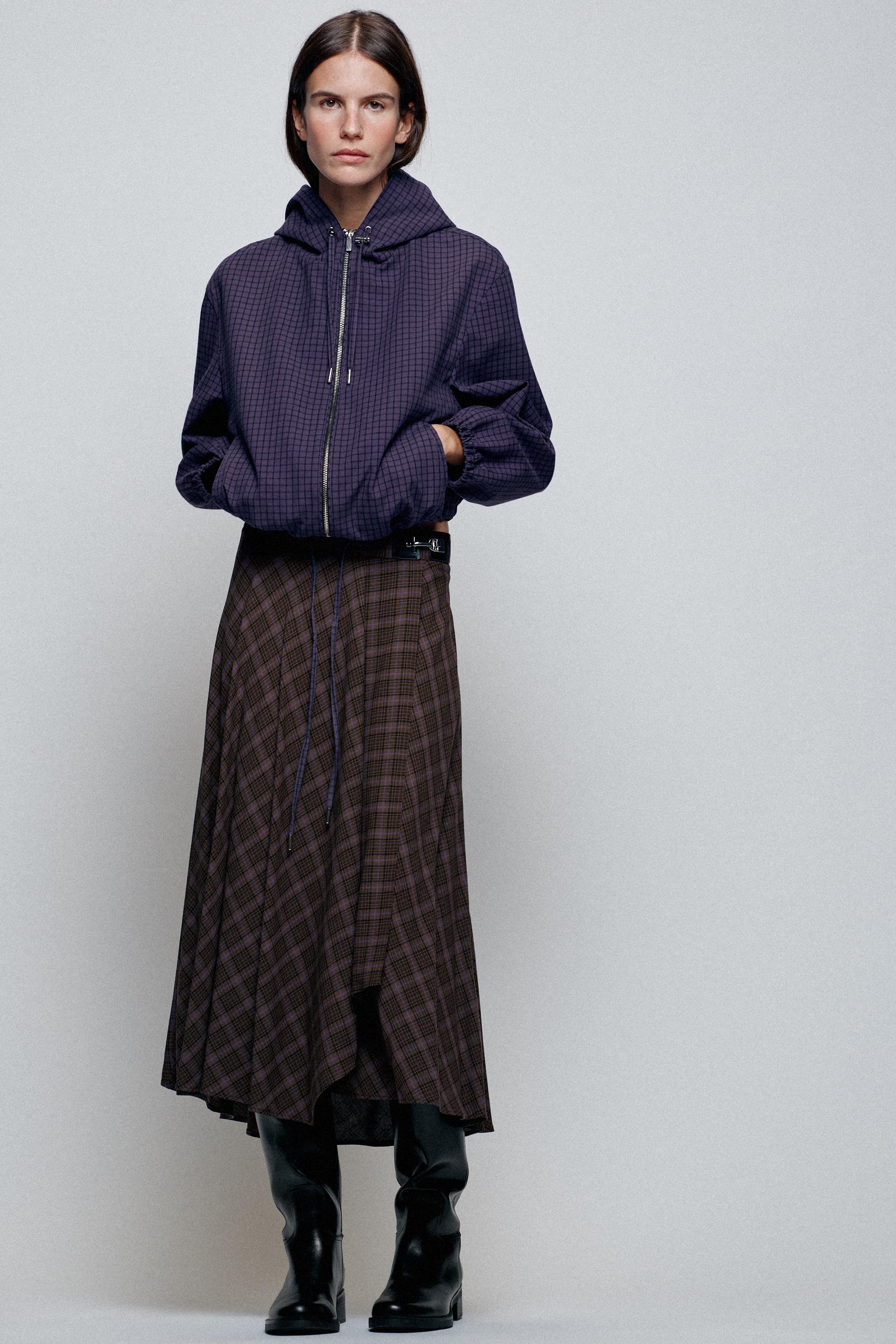 Куртка с капюшоном в клетку — ZARA