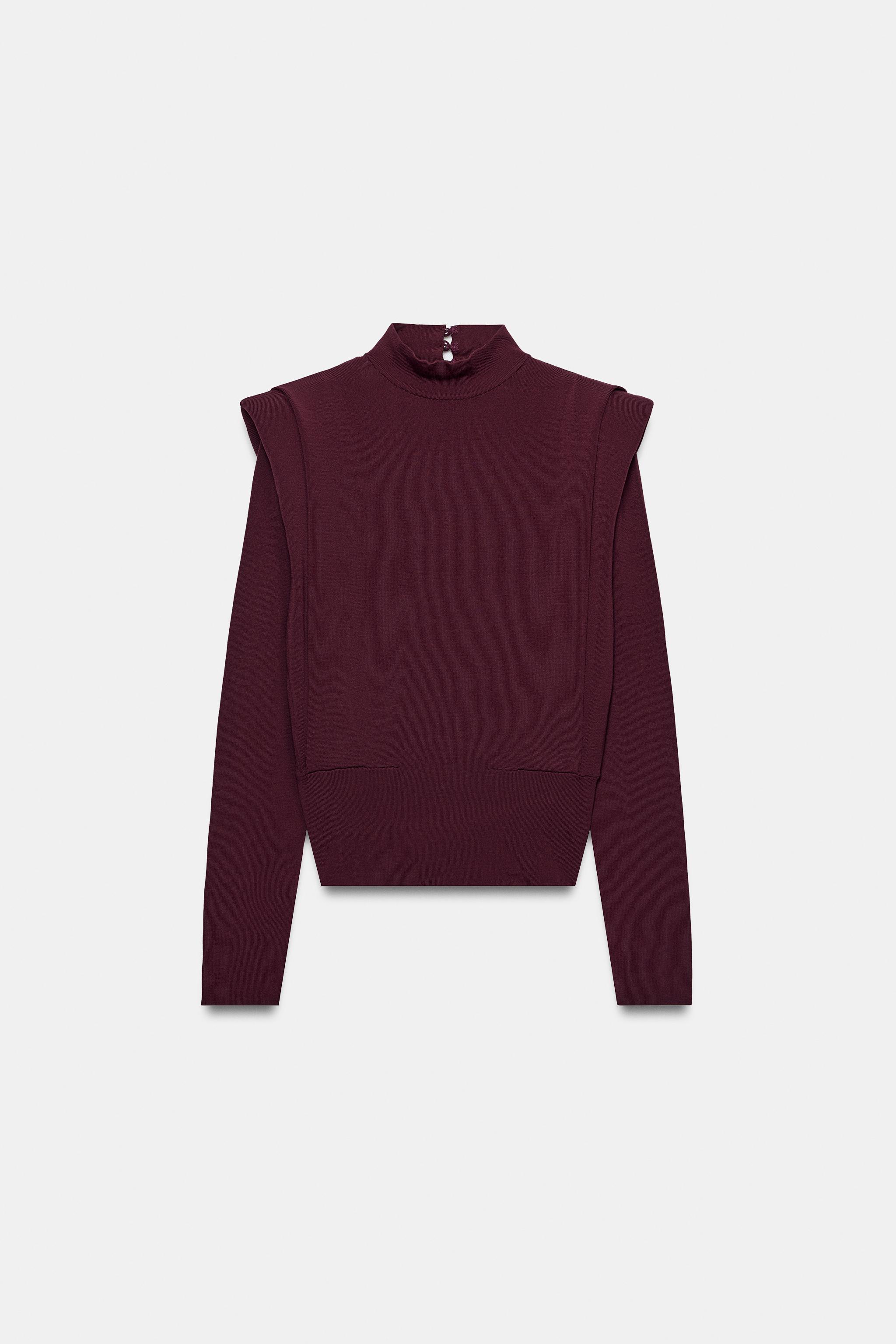ТРИКОТАЖНЫЙ СВИТЕР С ПОДПЛЕЧНИКАМИ — ZARA