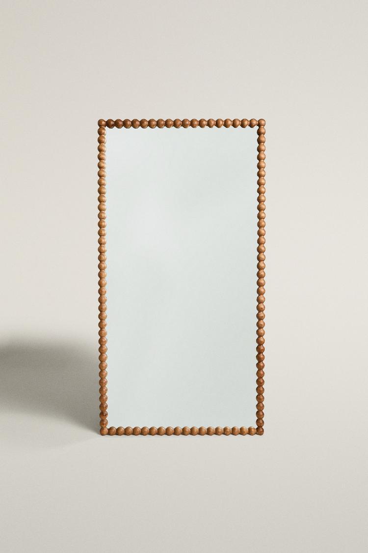 LARGE RECTANGULAR VERTICAL MIRROR WITH WOODEN FRAME
