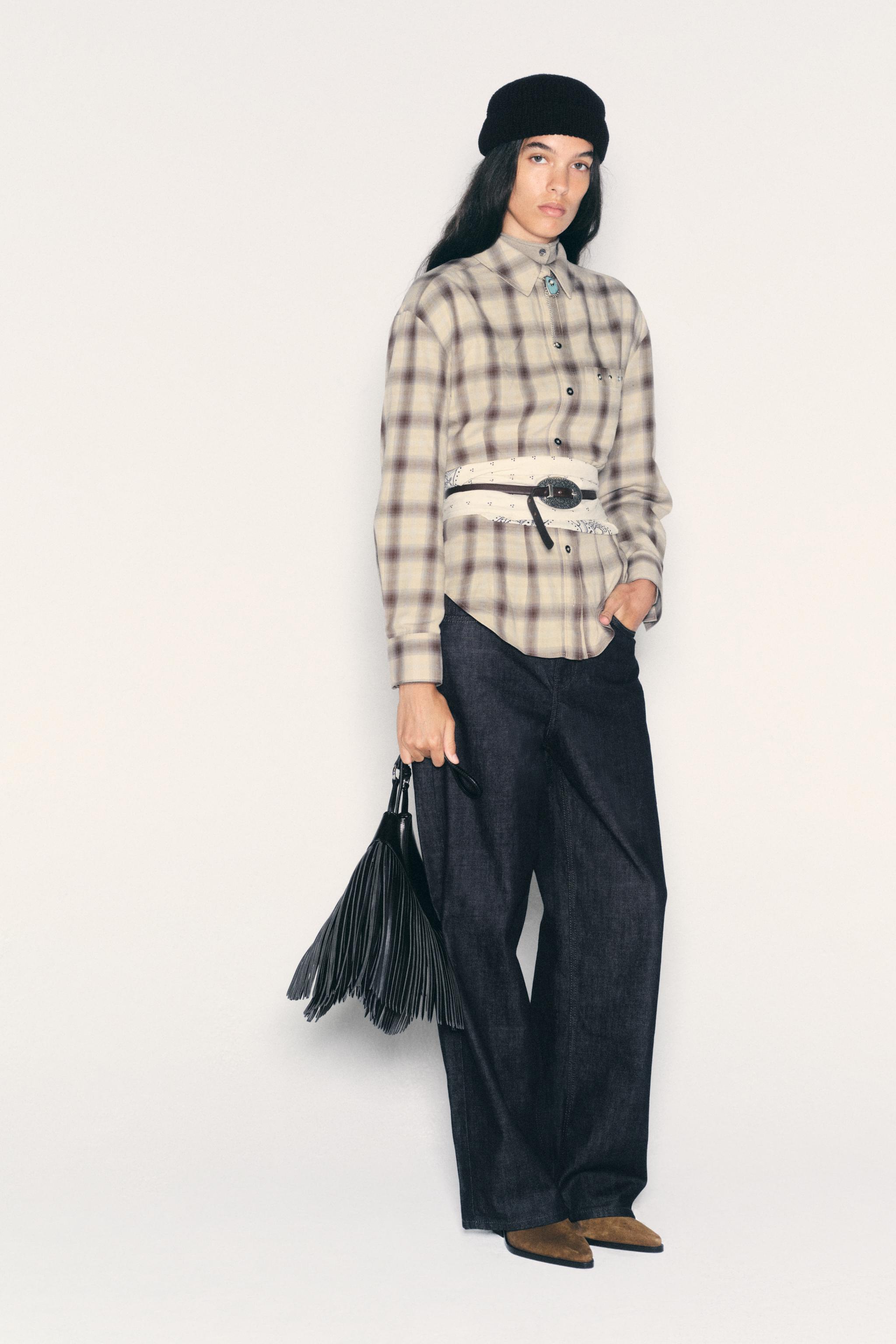 Рубашка в клетку с заклёпками — ZARA