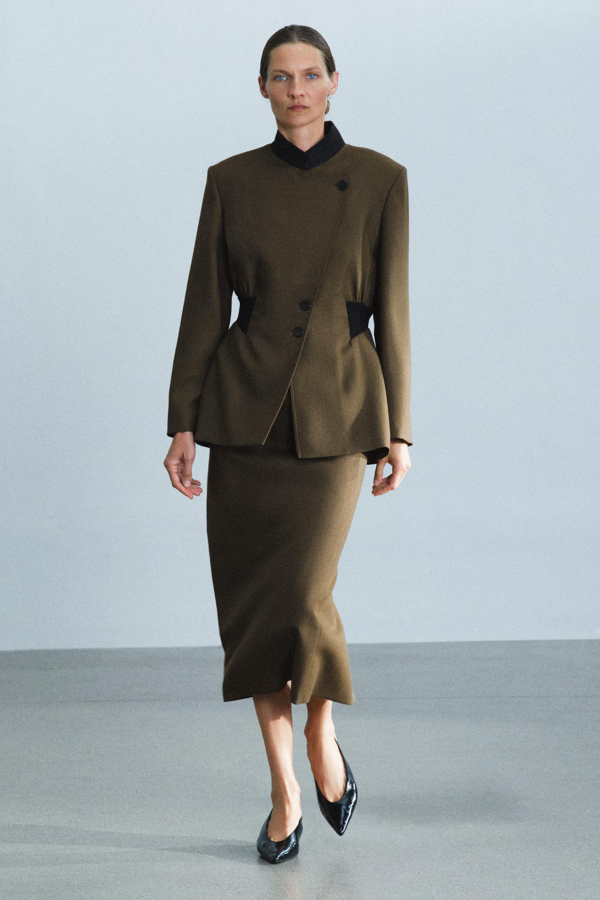 Жакет из 100% шерсти приталенного кроя на эластичном поясе ZW COLLECTION — ZARA