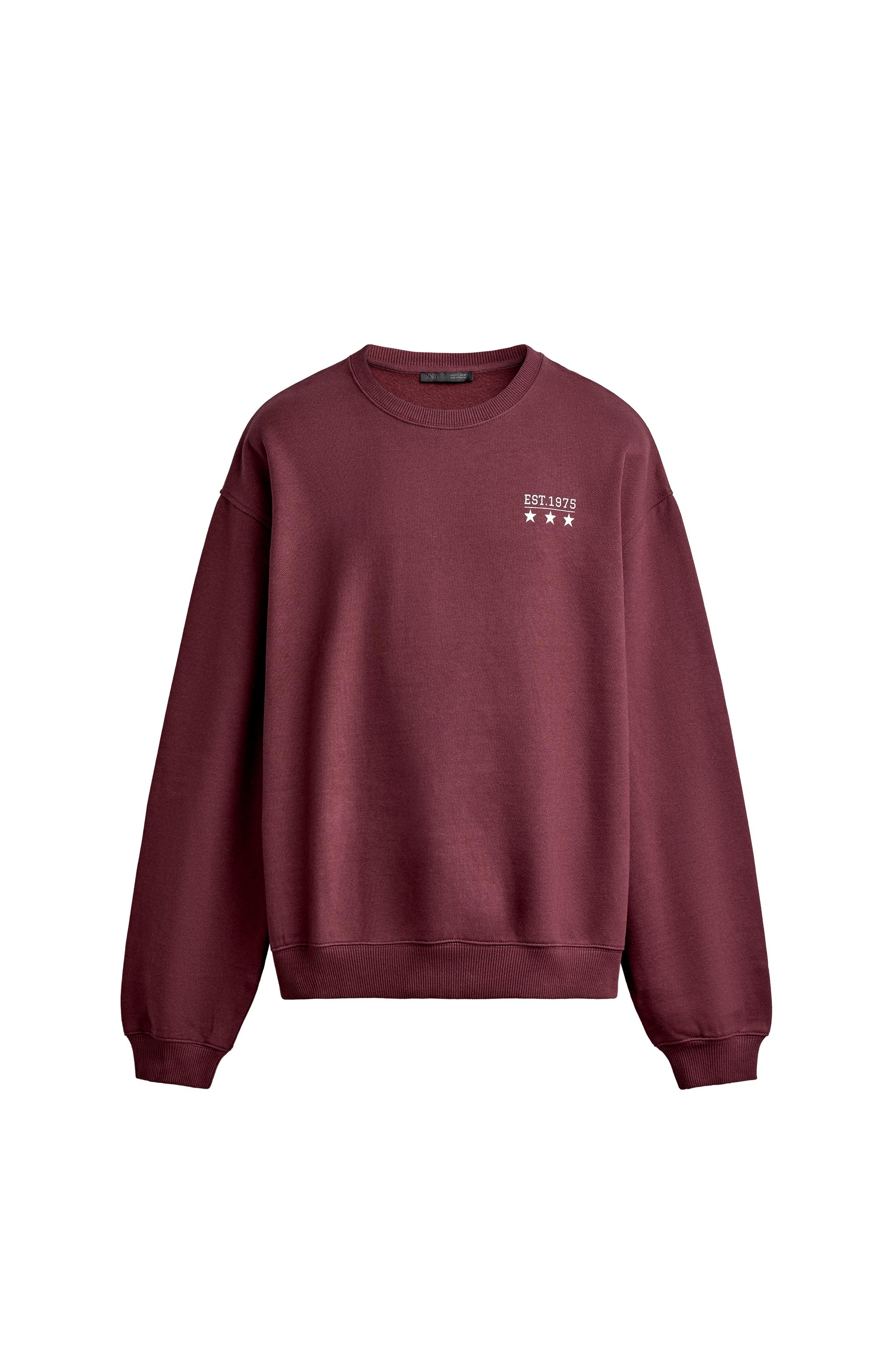 ТОЛСТОВКА RELAXED FIT С ПРИНТОМ И НАШИВКАМИ — ZARA