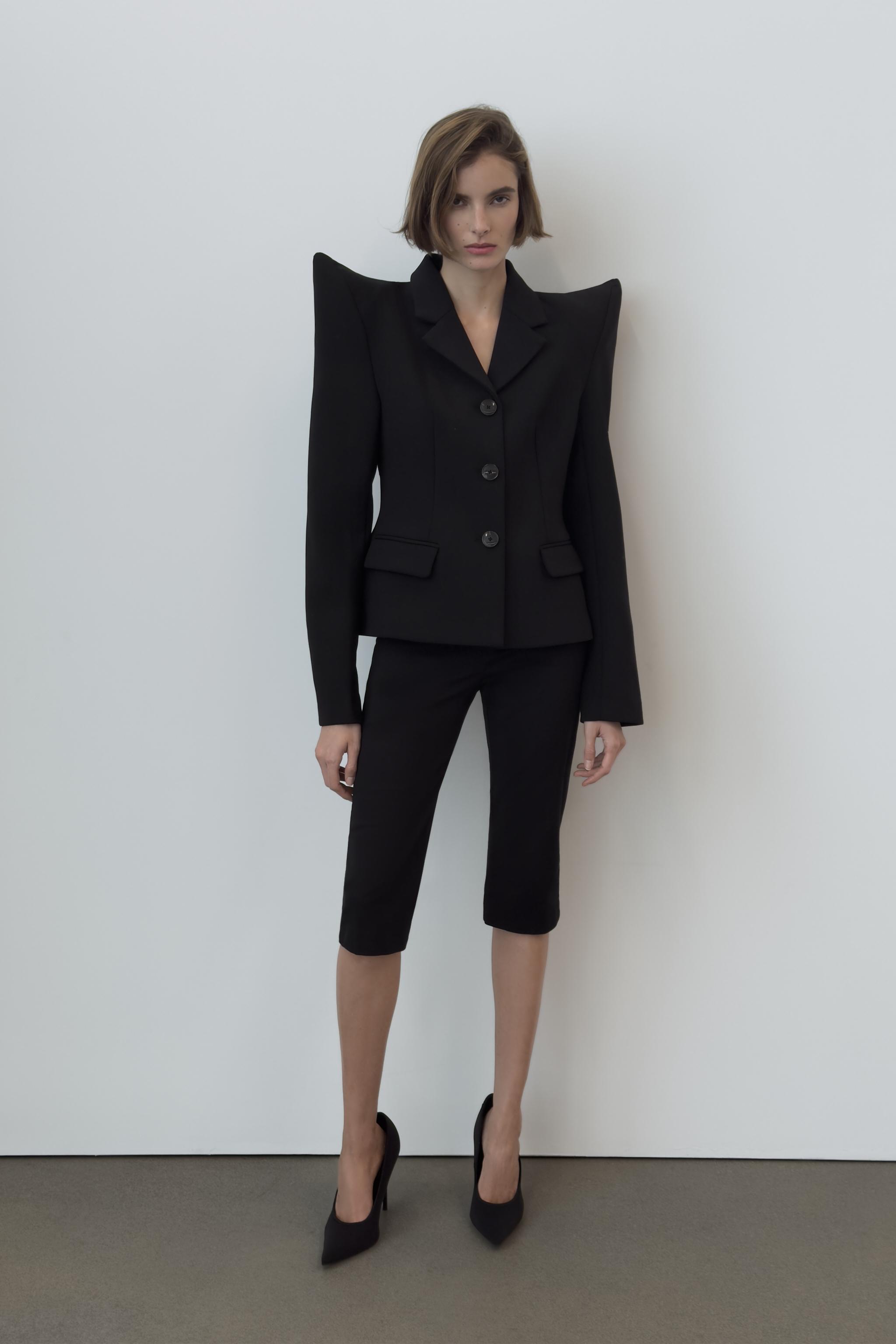 CATS HIGH-SHOULDER TAILORED BLAZER — ZARA