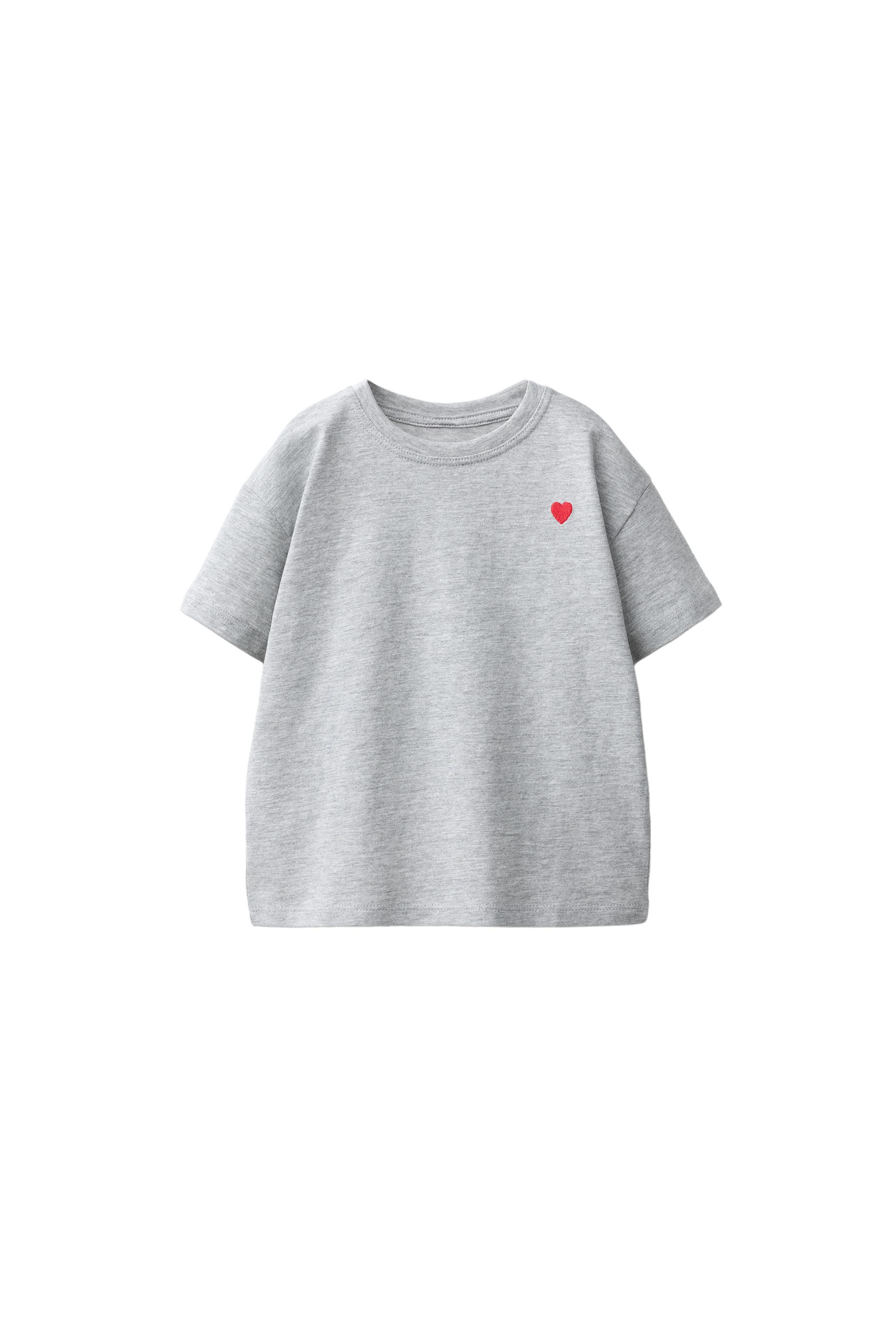 ОДНОТОННАЯ ФУТБОЛКА С ВЫШИВКОЙ «СЕРДЦЕ» — ZARA