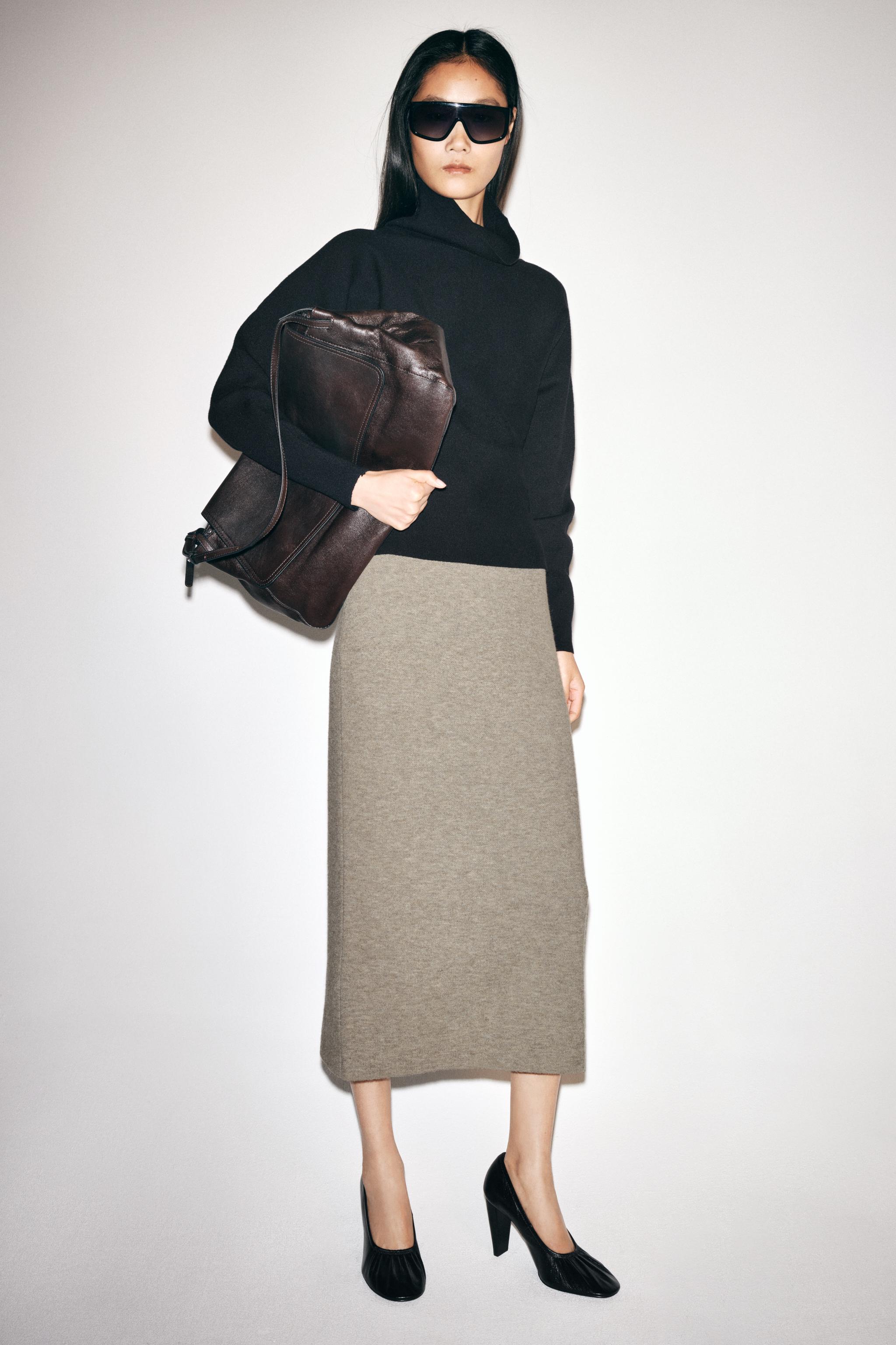 Юбка миди из трикотажа — ZARA