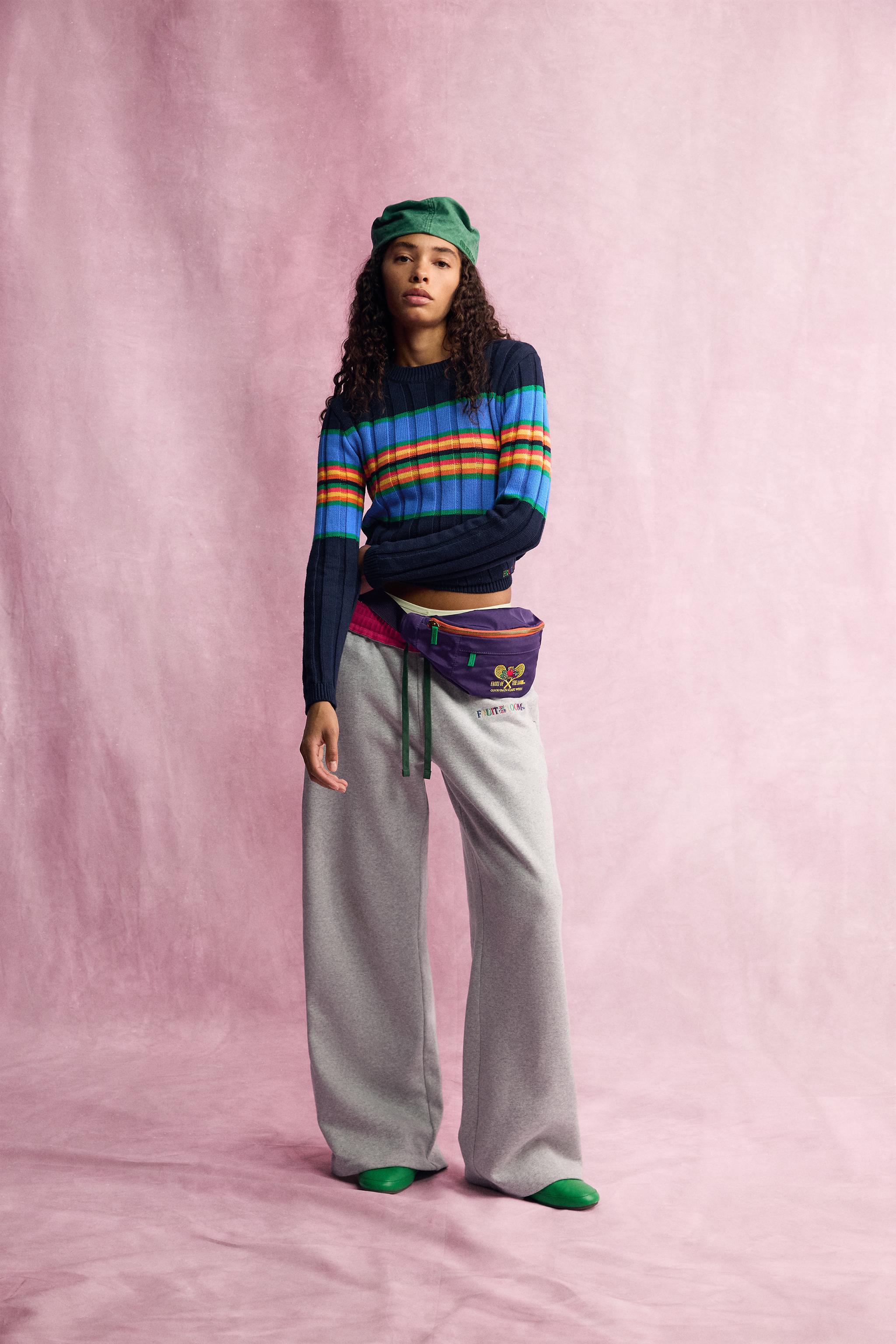 Джемпер Fruit of the Loom™ в полоску из трикотажа — ZARA