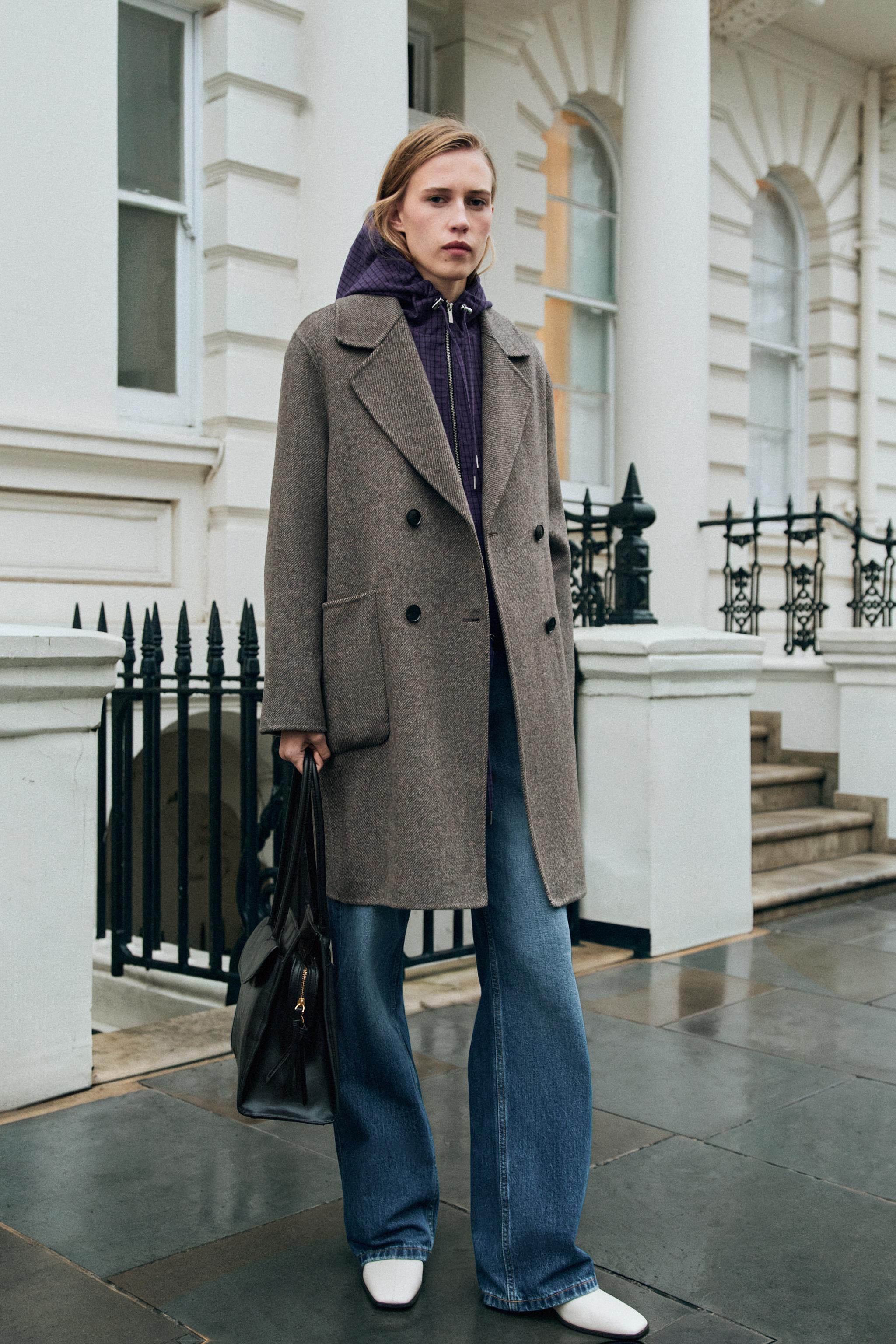 ДВУБОРТНОЕ ПАЛЬТО ИЗ ШЕРСТИ — ZARA