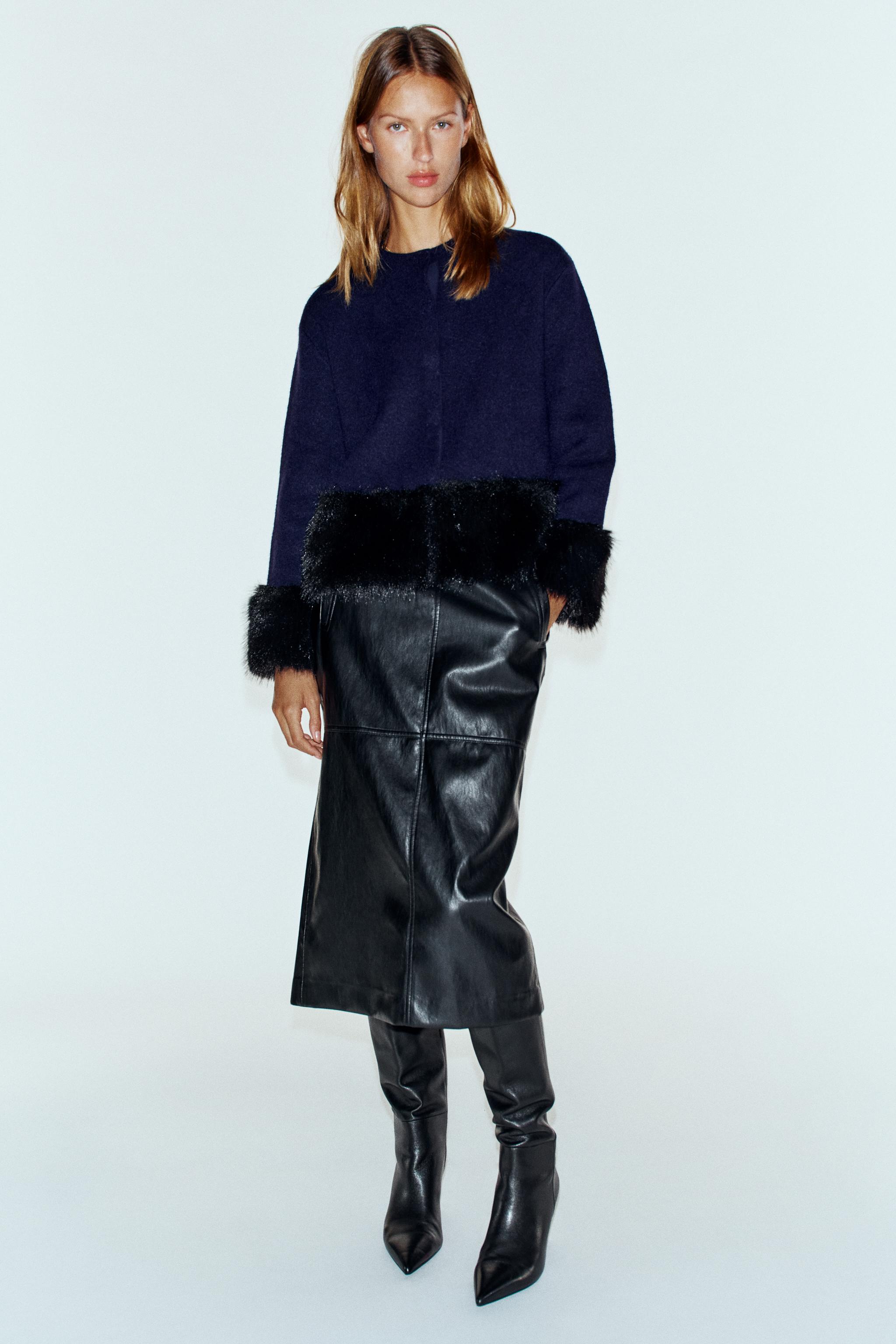 KNIT FAUX FUR COMBINED JACKET — ZARA