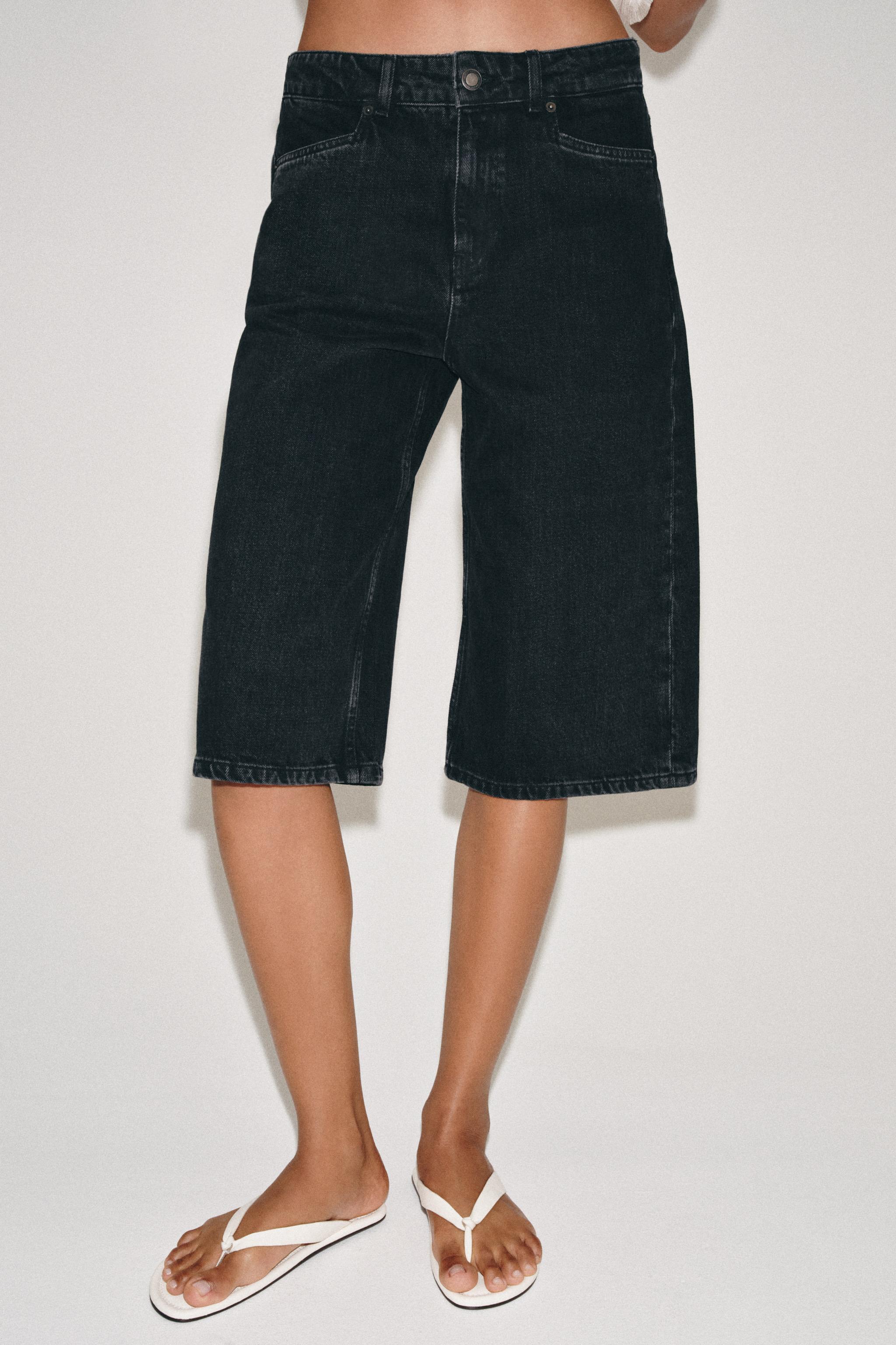 Бермуды ZW COLLECTION из денима со средней посадкой — ZARA