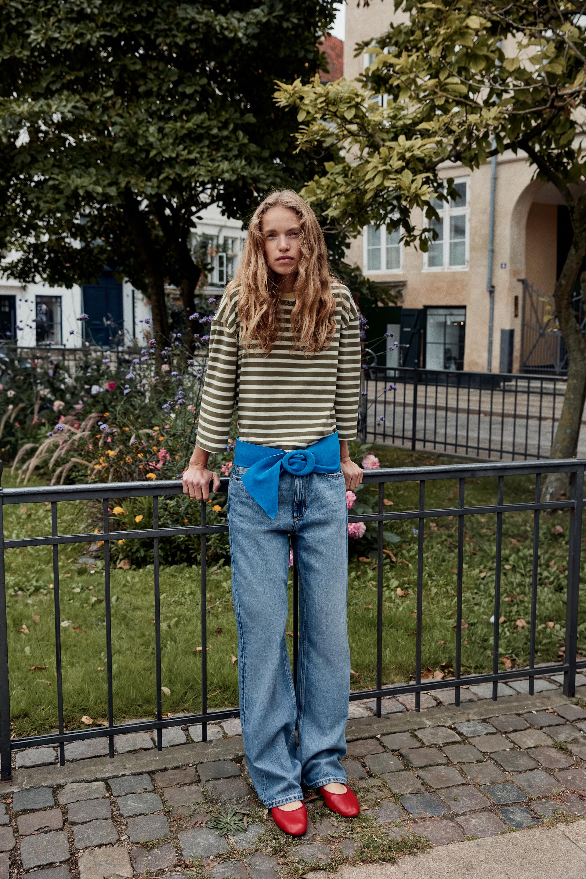 Футболка в полоску с контрастными деталями — ZARA