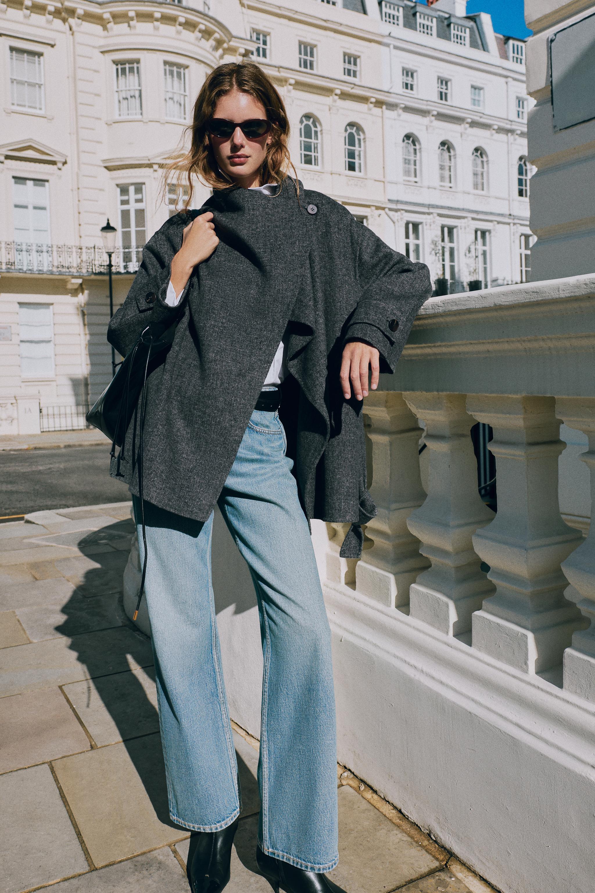 ДВУБОРТНОЕ ПАЛЬТО С ПОЯСОМ И ШЕРСТЬЮ — ZARA