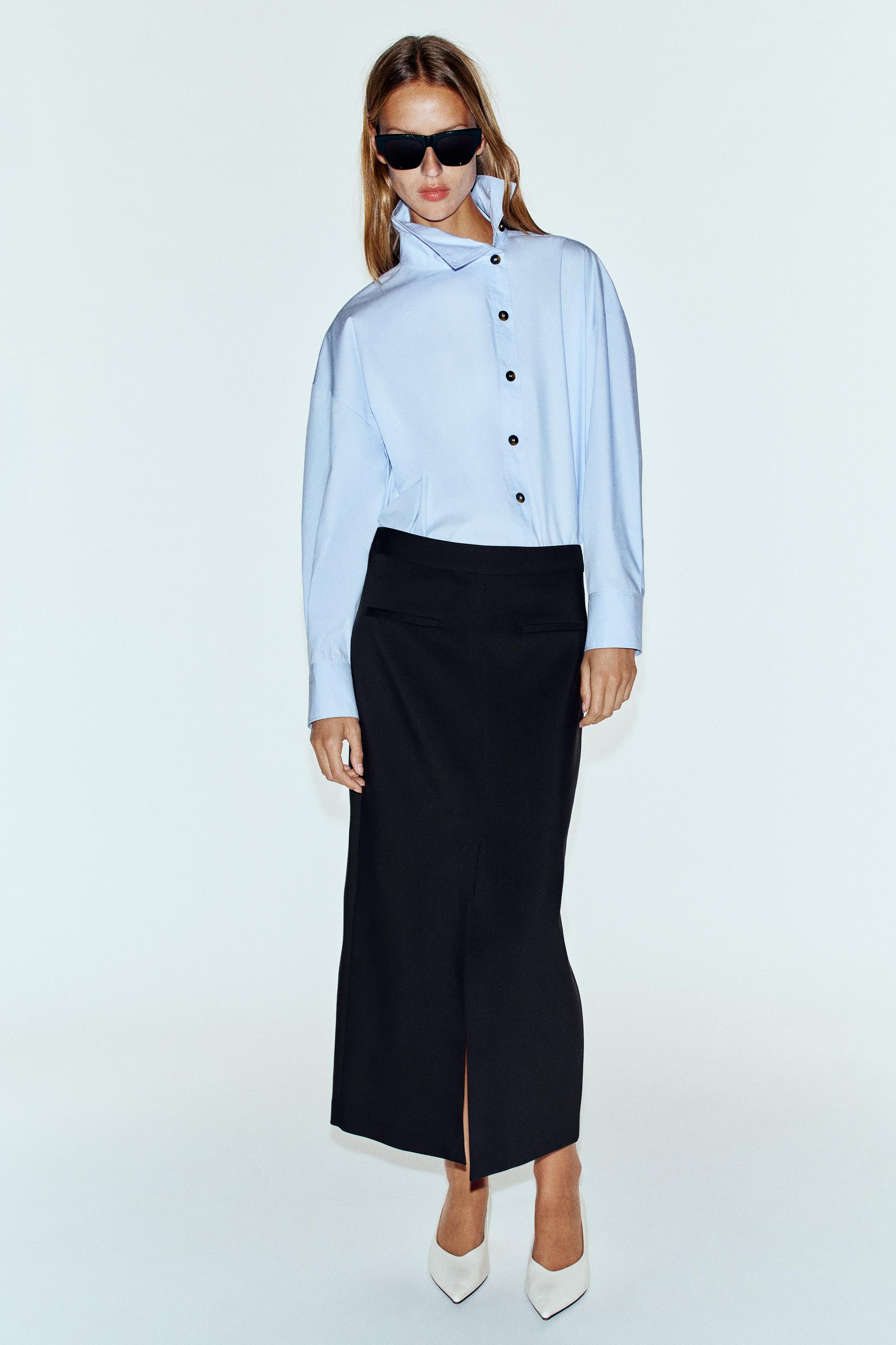 HIGH NECK POPLIN SHIRT — ZARA