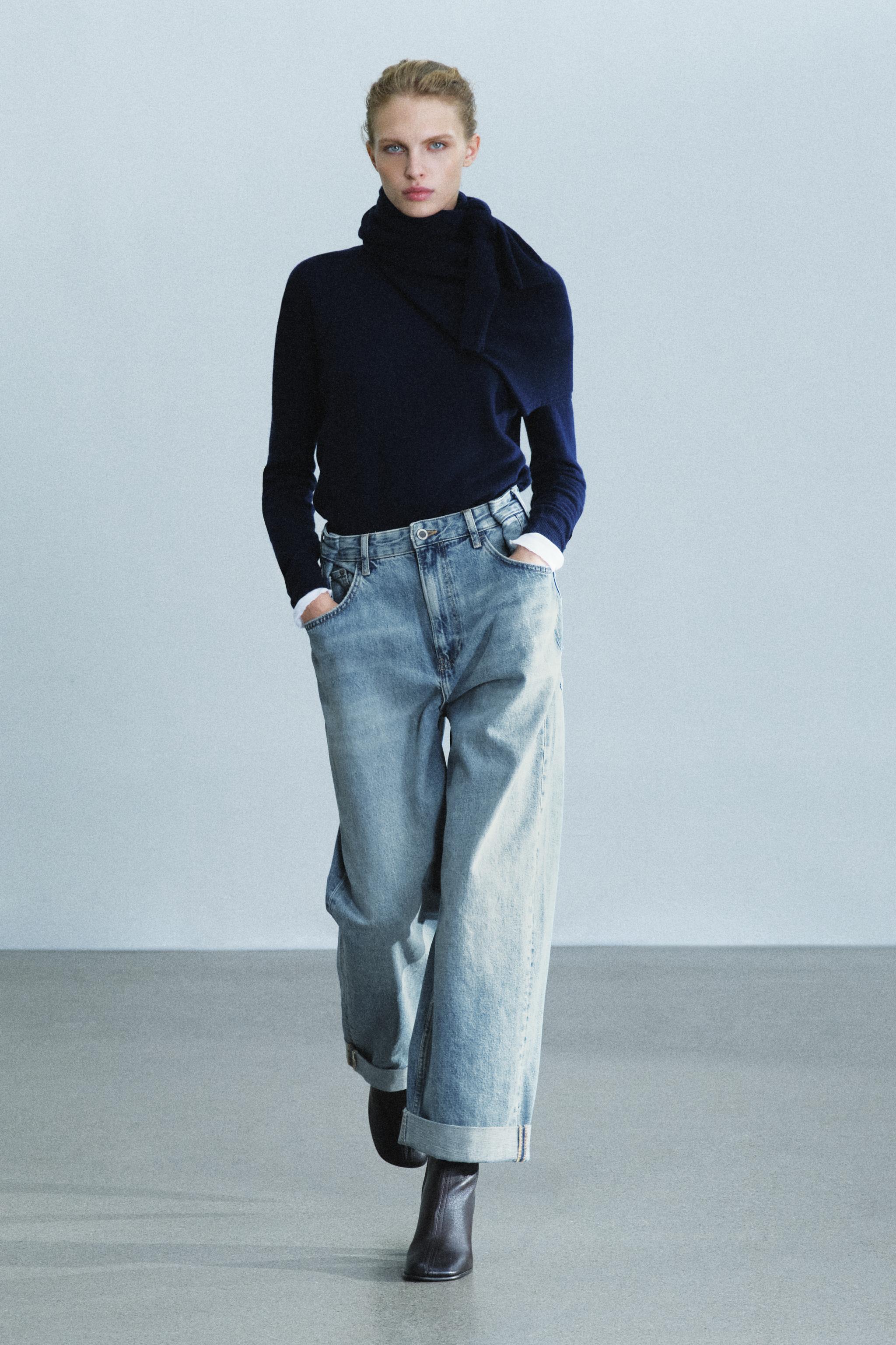 Джинсы ZW COLLECTION с высокой посадкой свободного кроя — ZARA