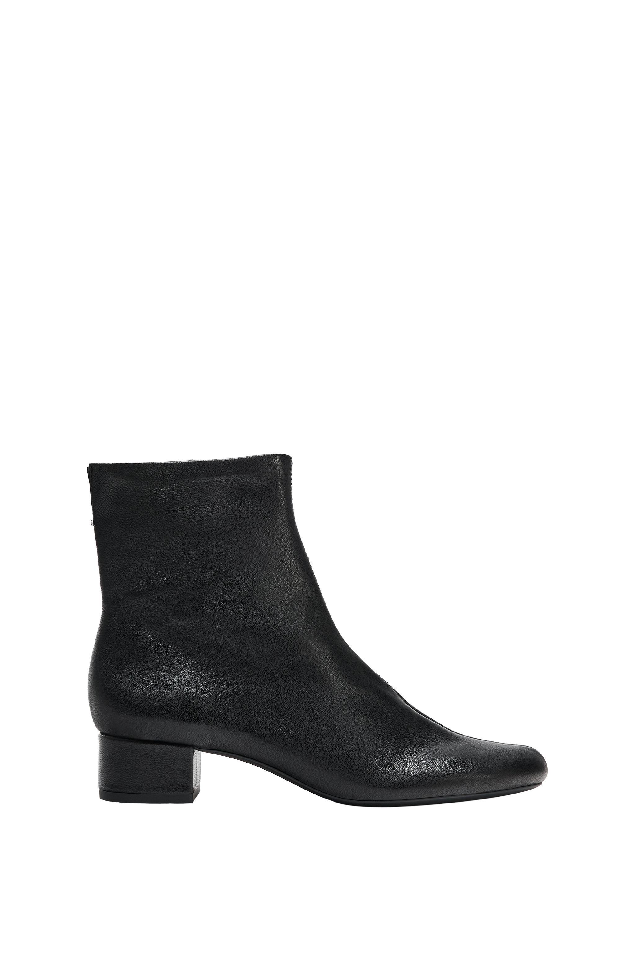 Кожаные ботильоны на блочном каблуке — ZARA