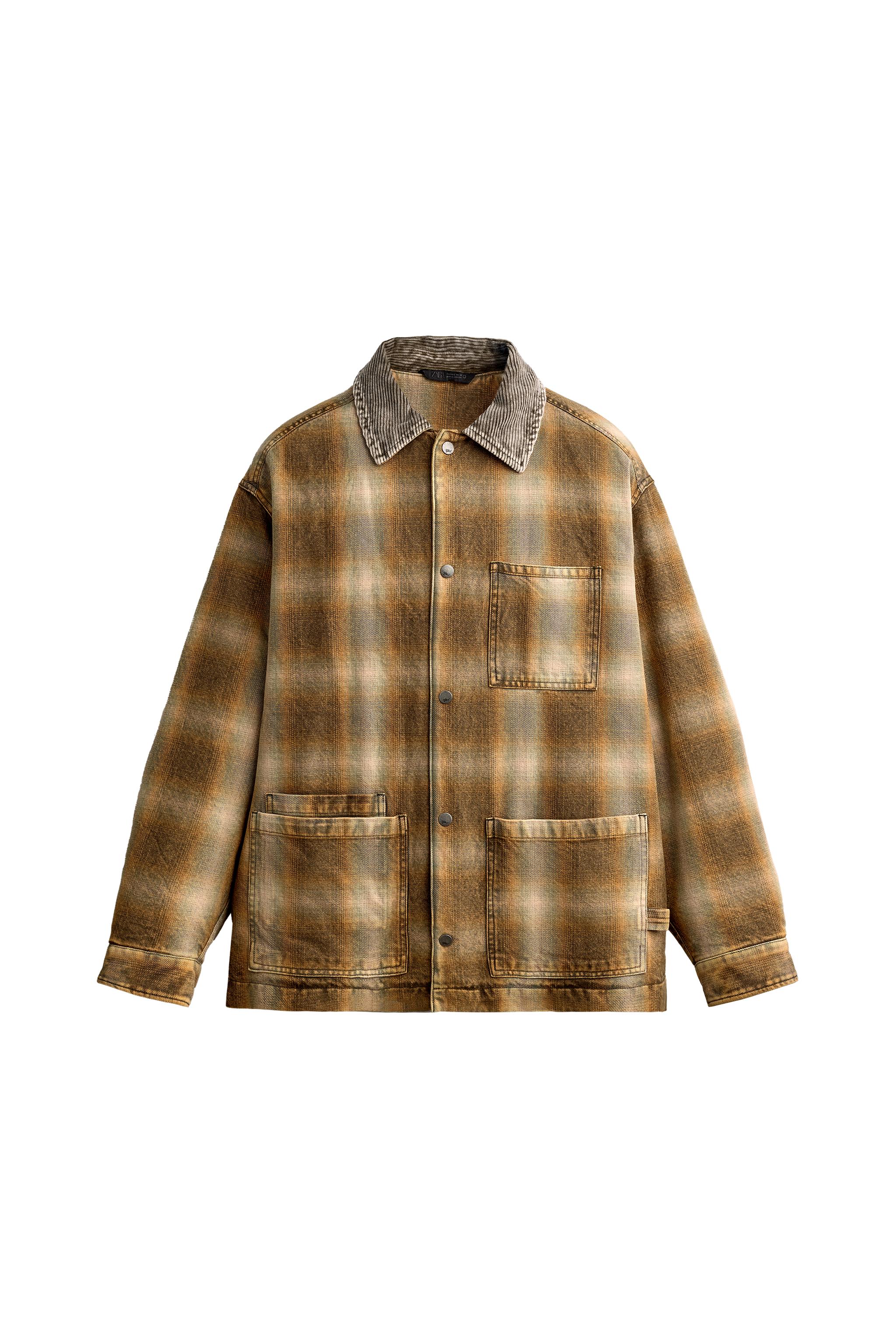 WASHED CHECK PADDED JACKET — ZARA
