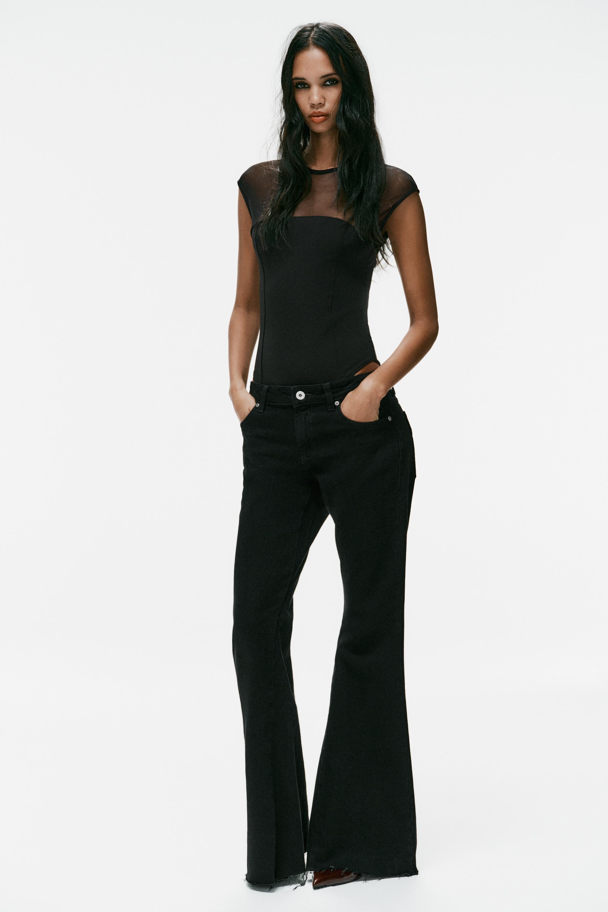 ЭЛАСТИЧНОЕ БОДИ С КОМБИНИРОВАННЫМ ТЮЛЕМ — ZARA