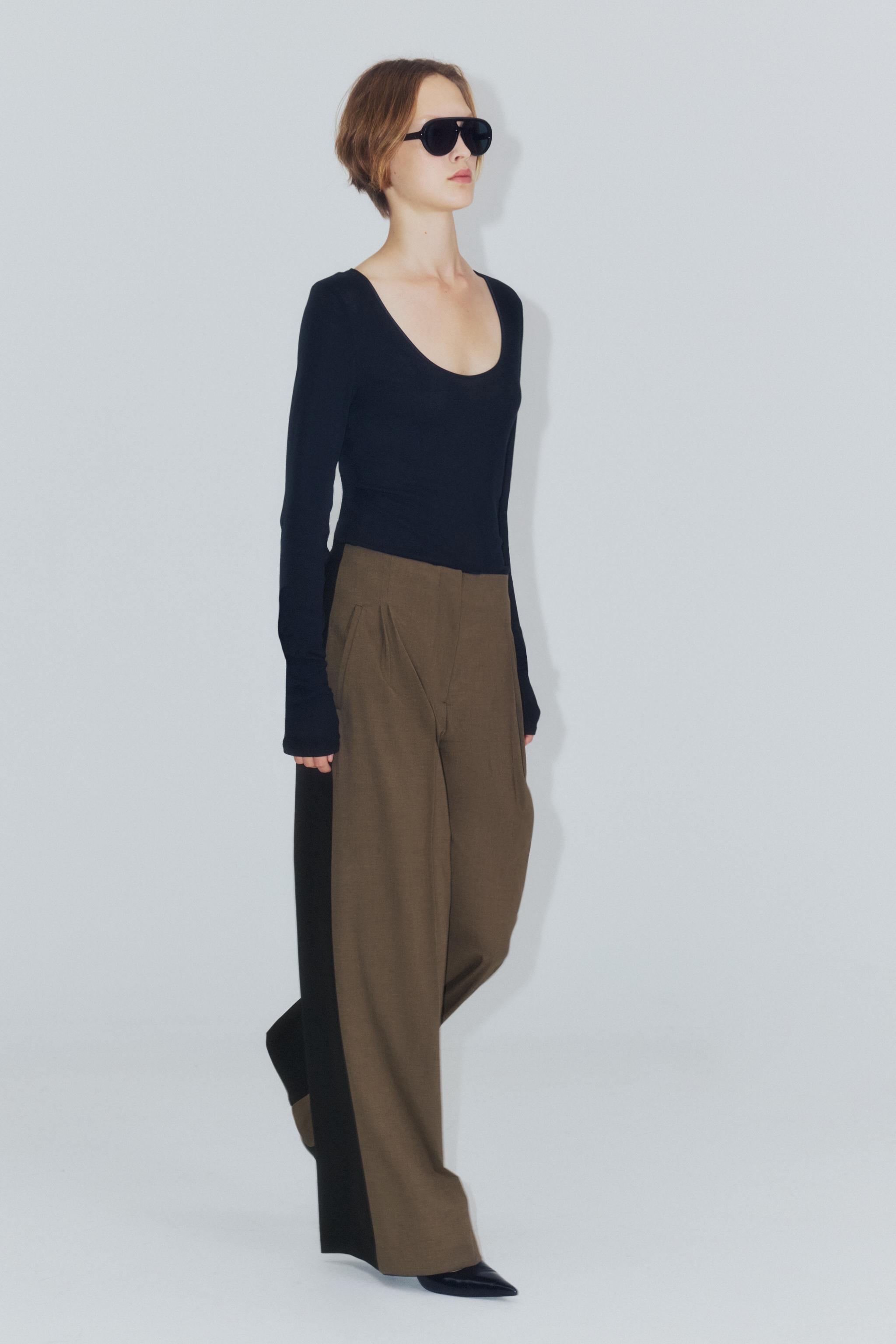 КОМБИНИРОВАННЫЕ БРЮКИ СО СКЛАДКАМИ — ZW COLLECTION — ZARA
