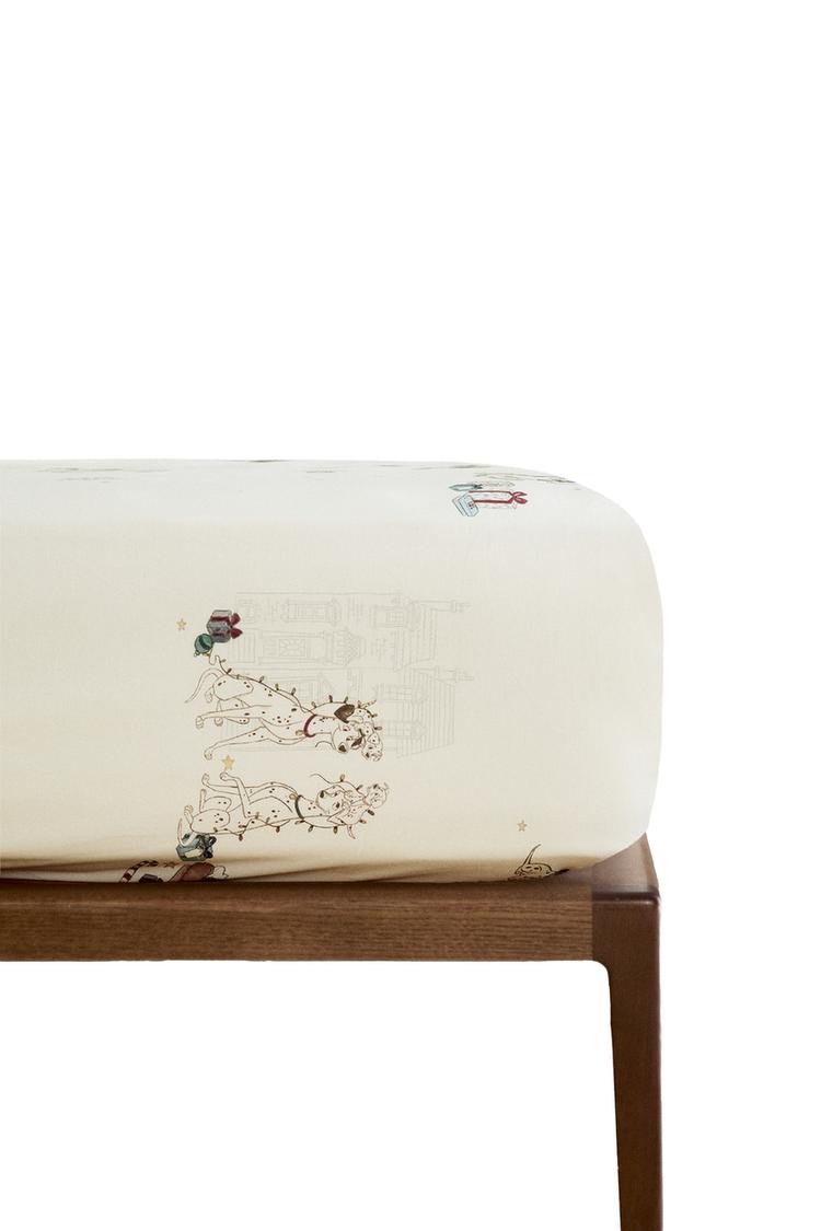 KIDS' 101 DALMATIANS ©DISNEY CHRISTMAS COTTON FITTED SHEET
