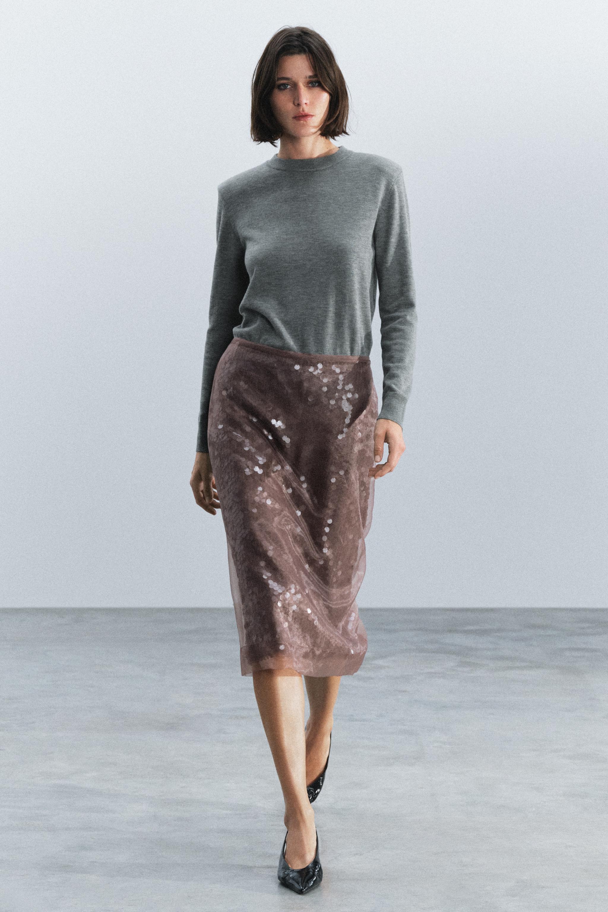 Юбка-миди ZW COLLECTION из пайеток — ZARA