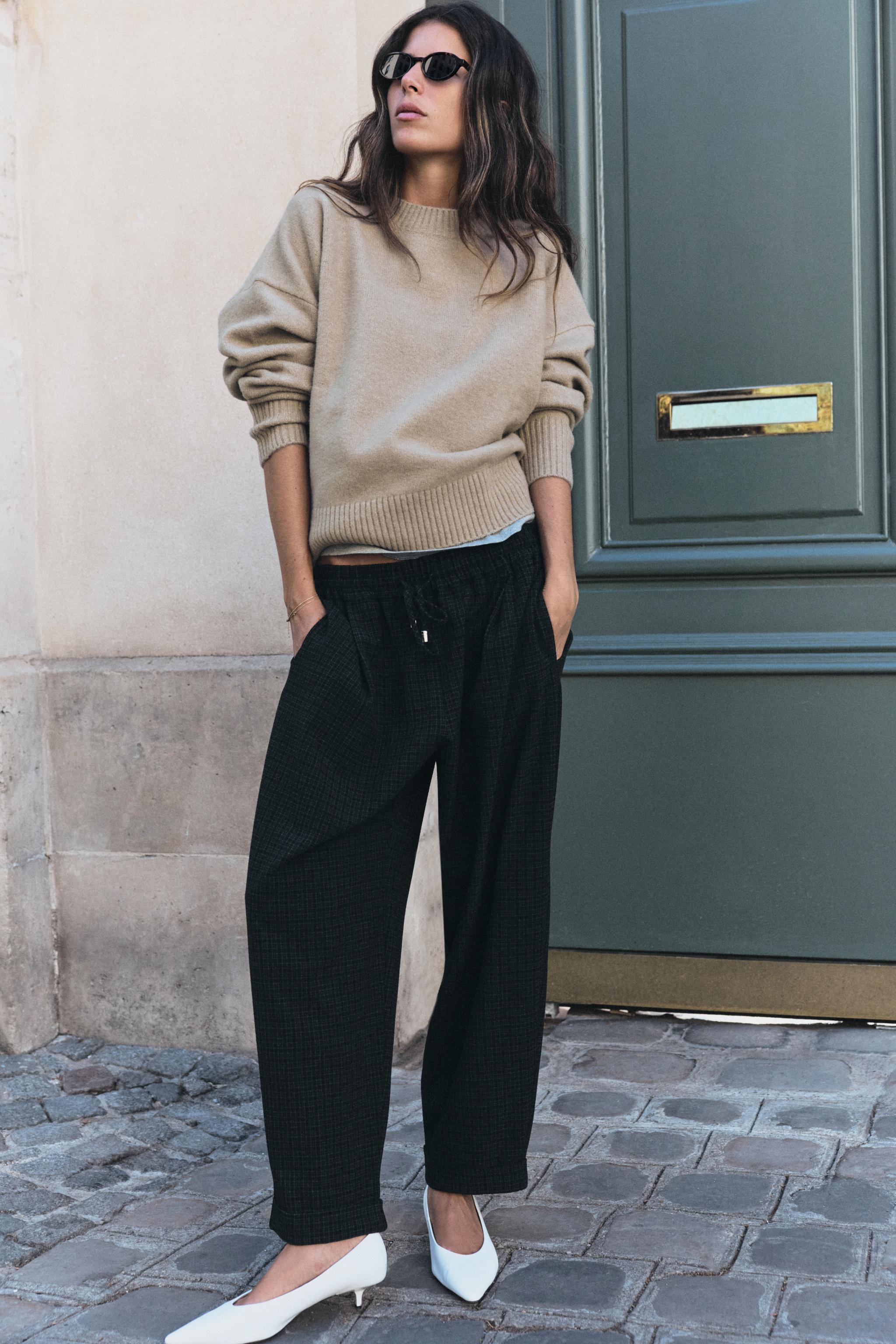 Брюки в клетку с отворотами — ZARA