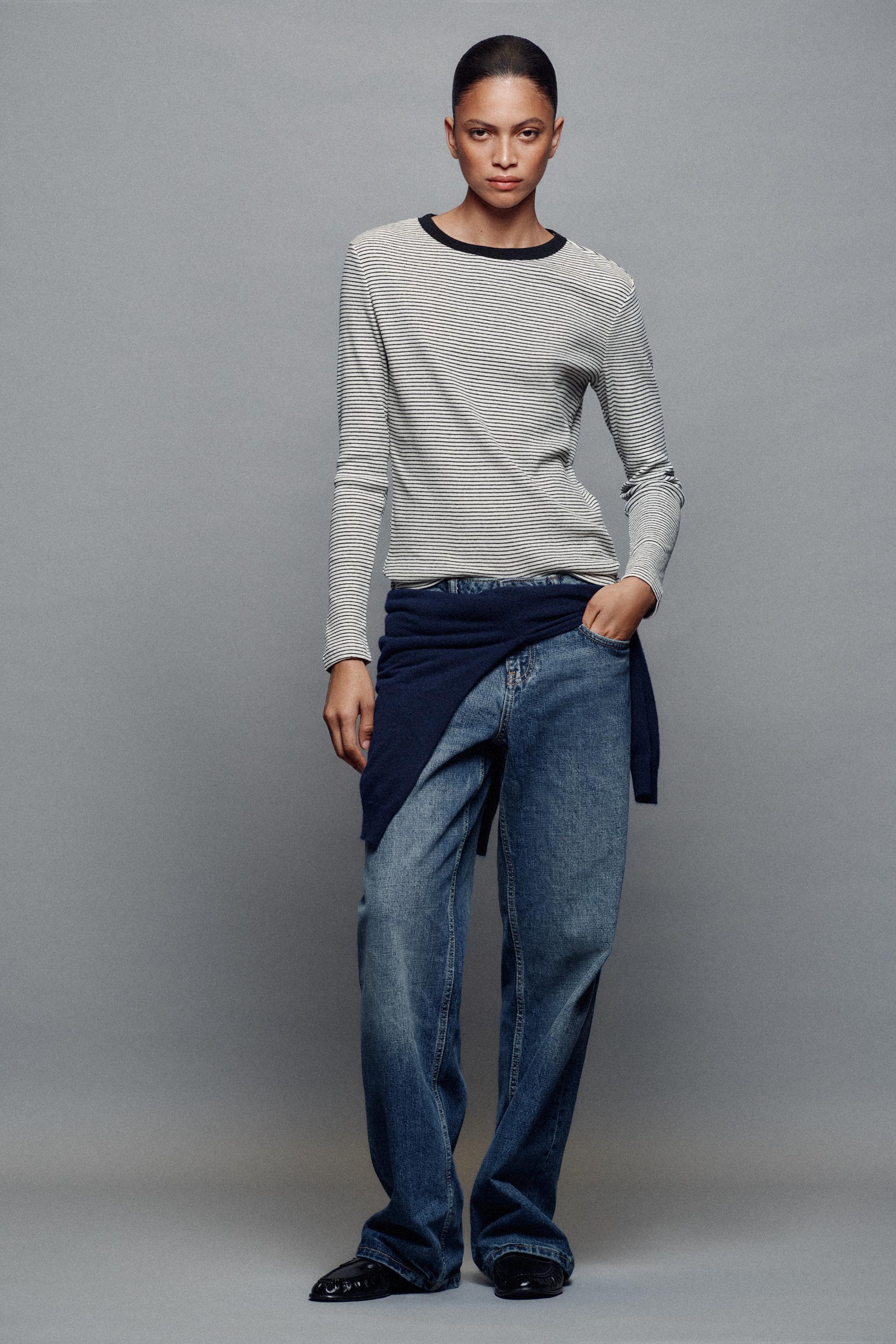 Футболка в рубчик в полоску — ZARA