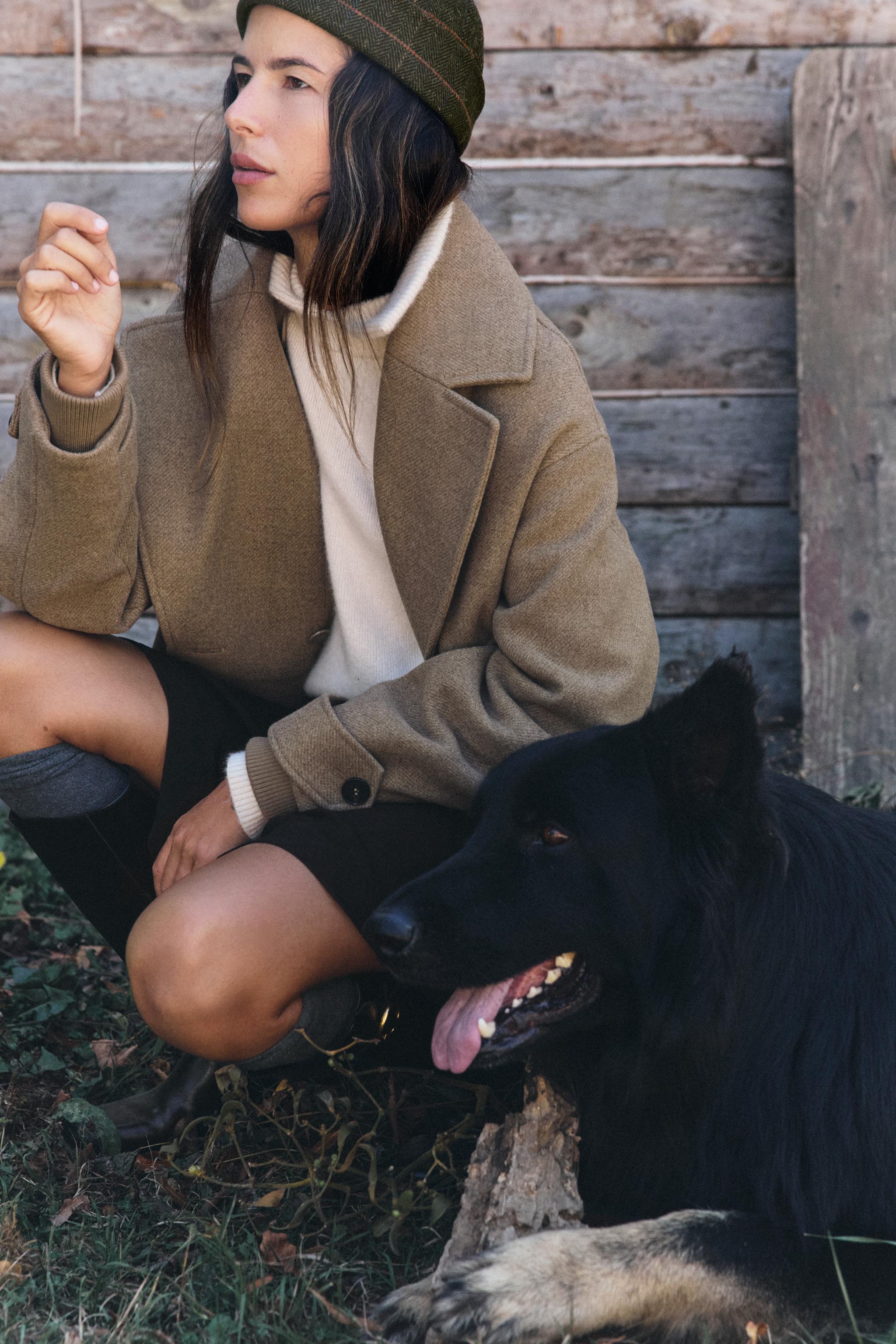Шляпа с клетчатым принтом из шерстяного эффекта — ZARA