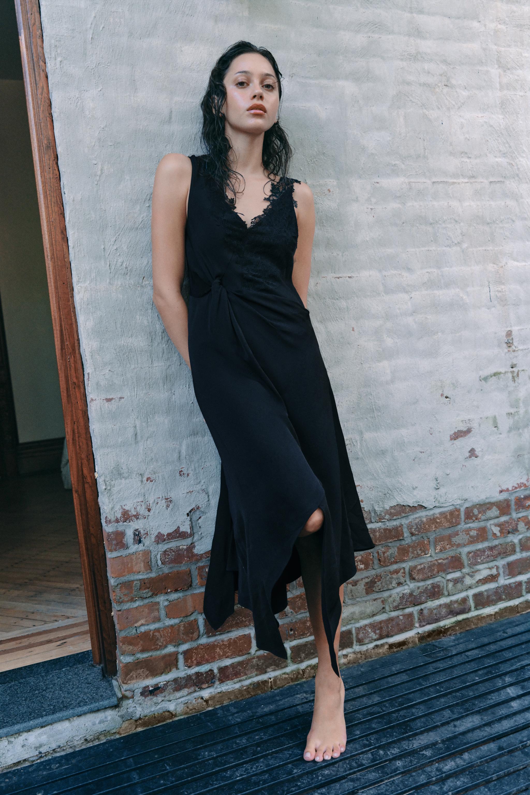 LACE DRESS WITH KNOTS — ZARA