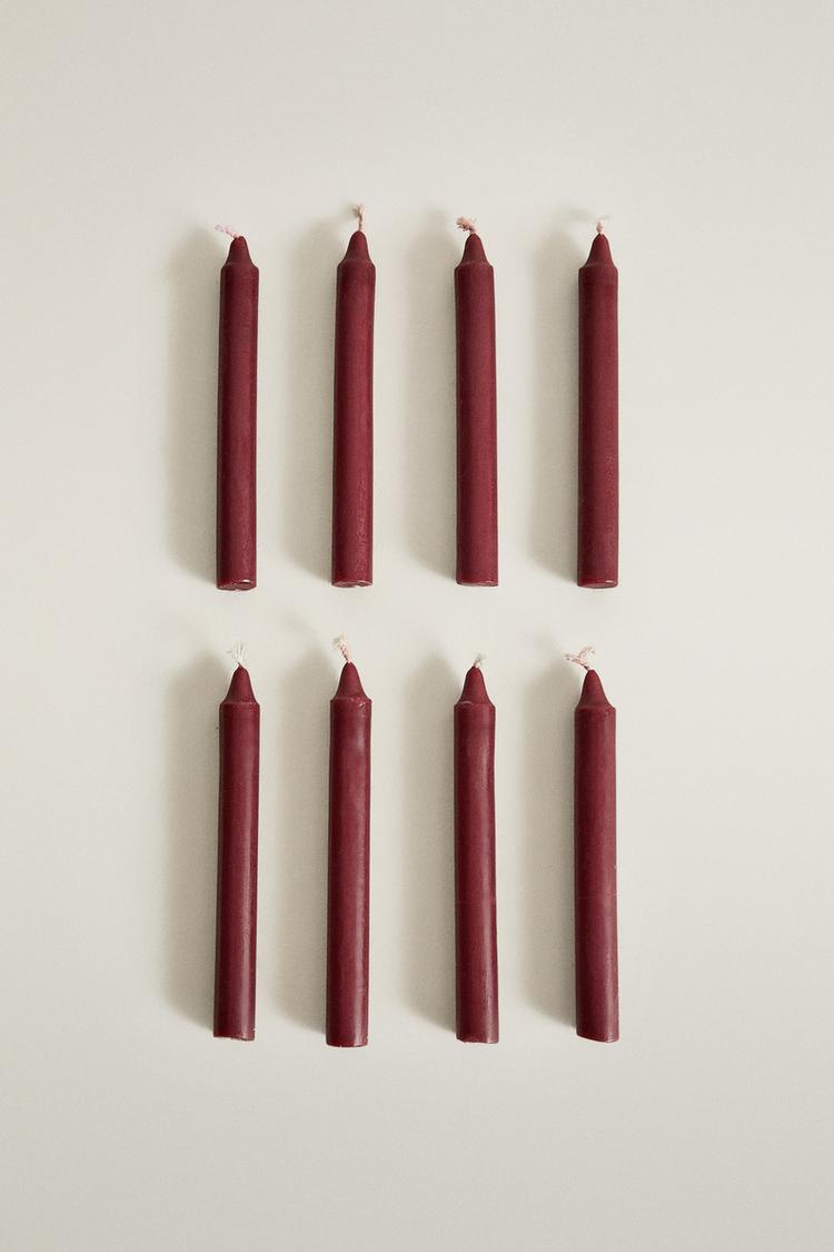 DECORATIVE CHRISTMAS CYLINDRICAL CANDLES (PACK OF 8)