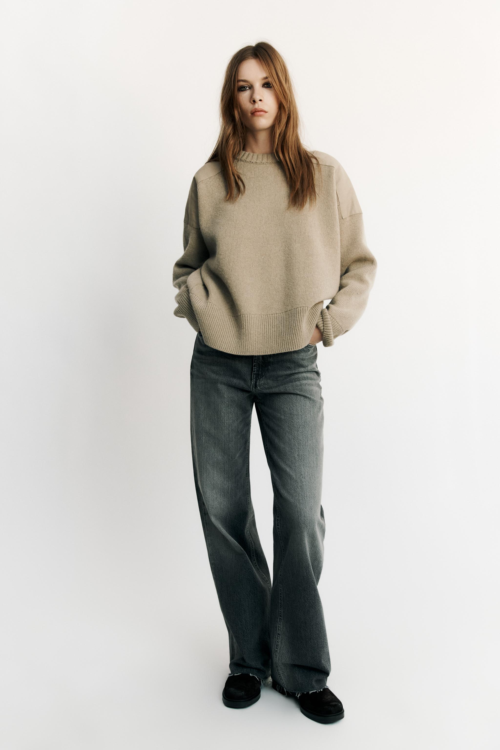Джемпер из шерстяной смеси с контрастными плечами — ZARA