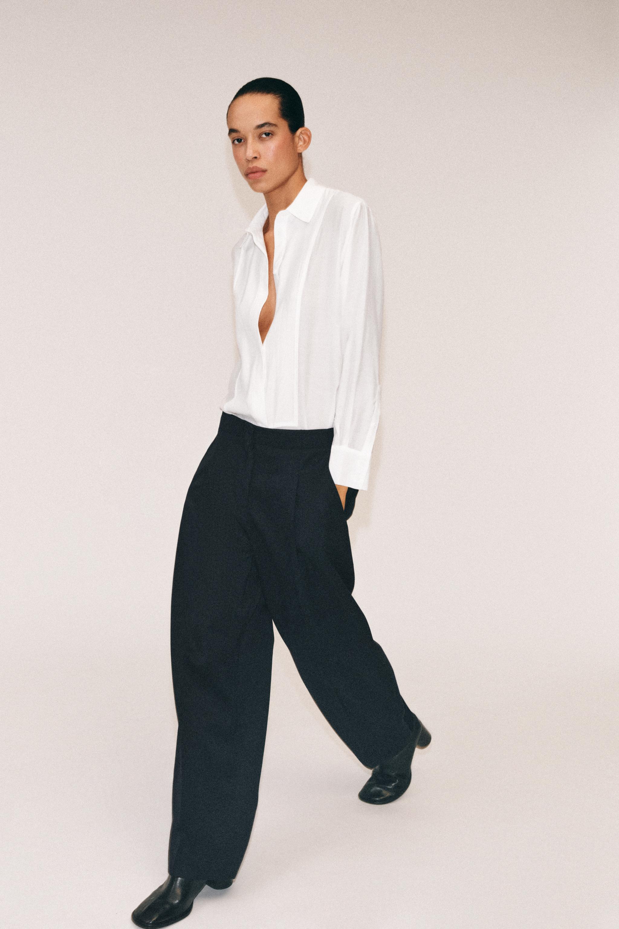 БРЮКИ С ЗАЩИПАМИ — ZW COLLECTION — ZARA