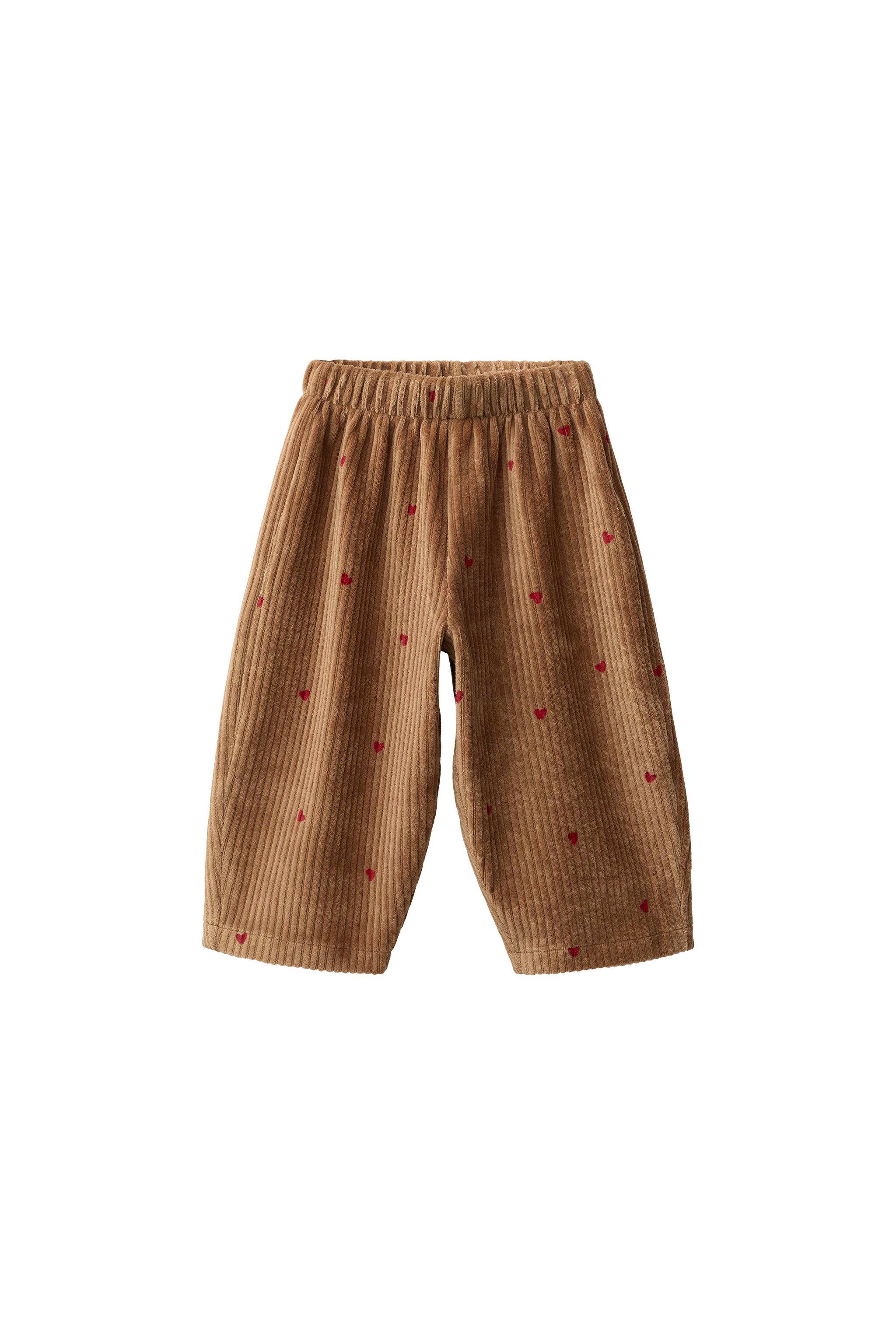 Брюки-баллоны из вельвета с вышивкой в виде сердечек — ZARA