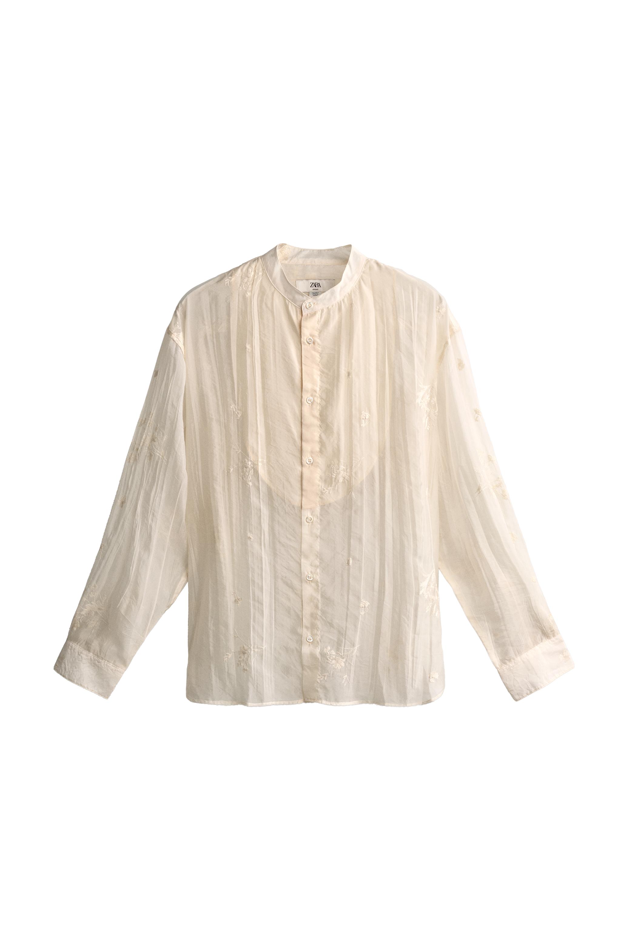 EMBROIDERED SEMI-SHEER SHIRT — ZARA
