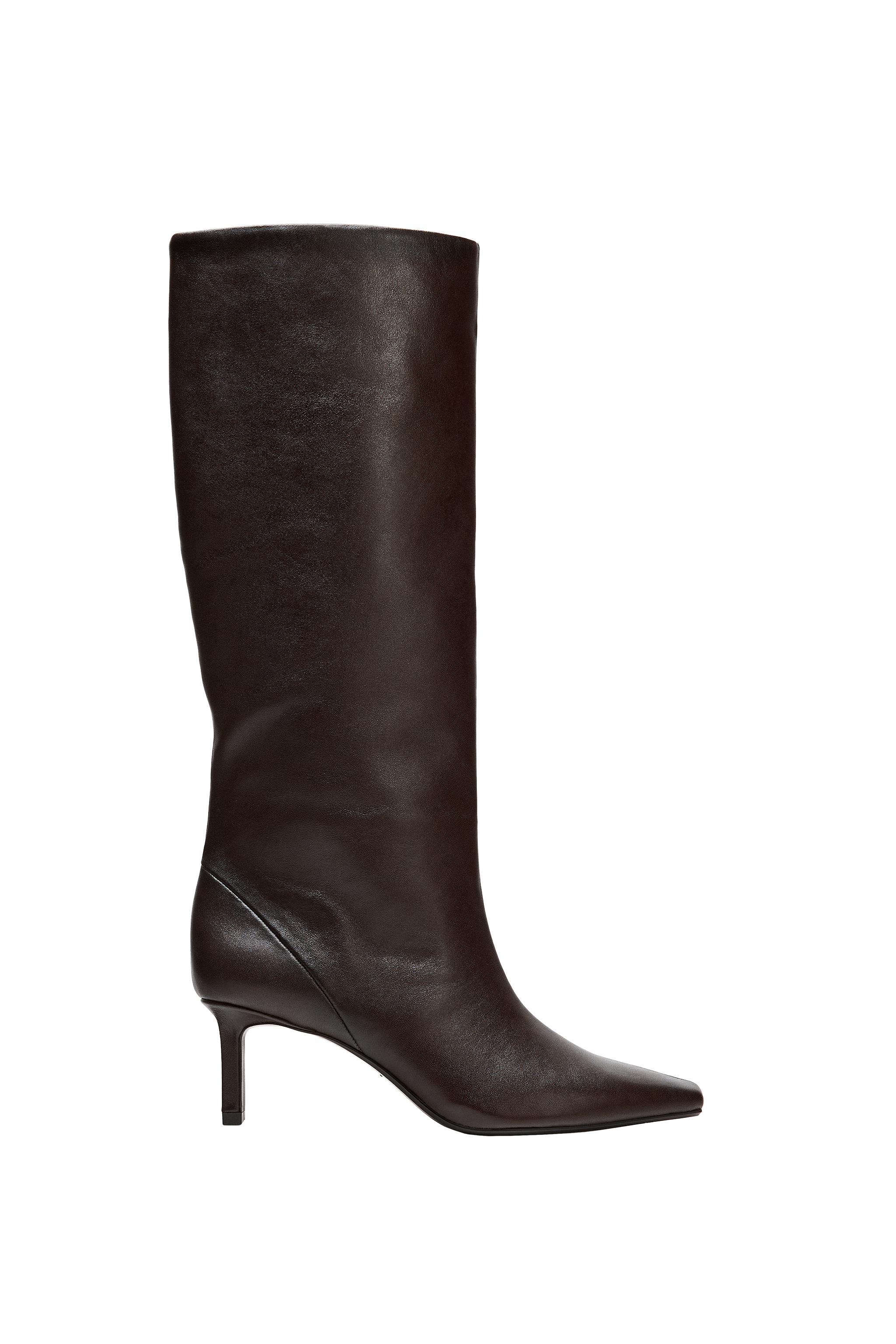 LEATHER HEELED BOOTS — ZARA