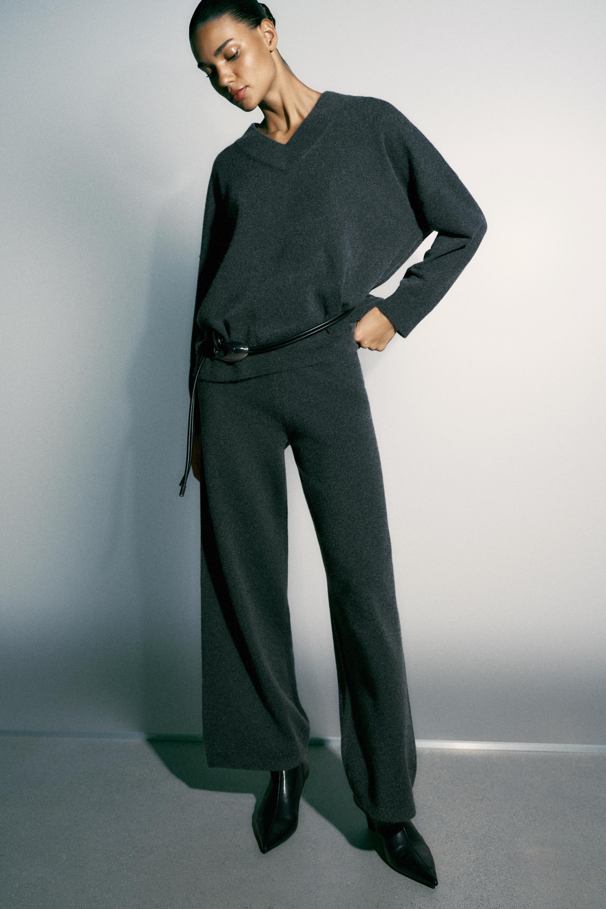 Брюки из трикотажа с широкими штанинами — ZARA