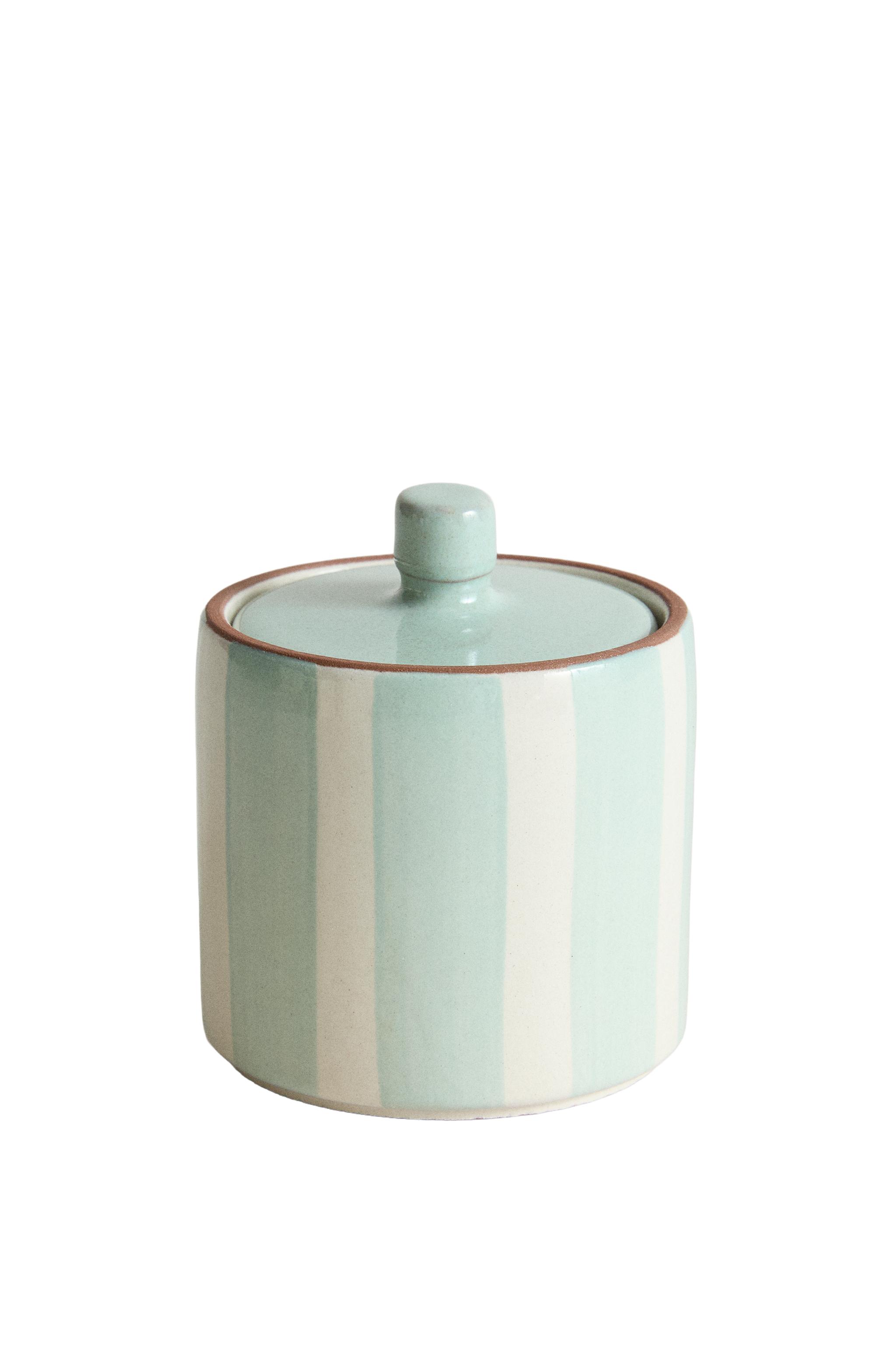Керамическая банка для хранения в ванной в полоску — Zara Home