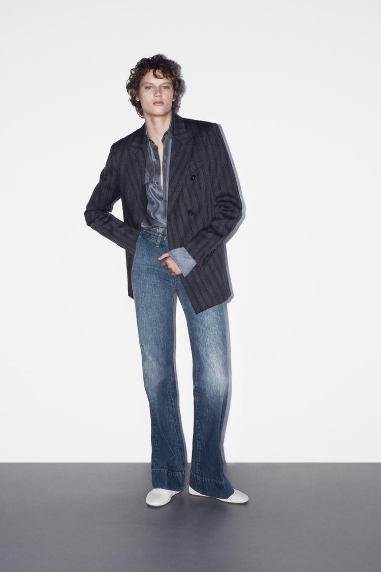 ZW COLLECTION 100% WOOL HERRINGBONE STRAIGHT BLAZER