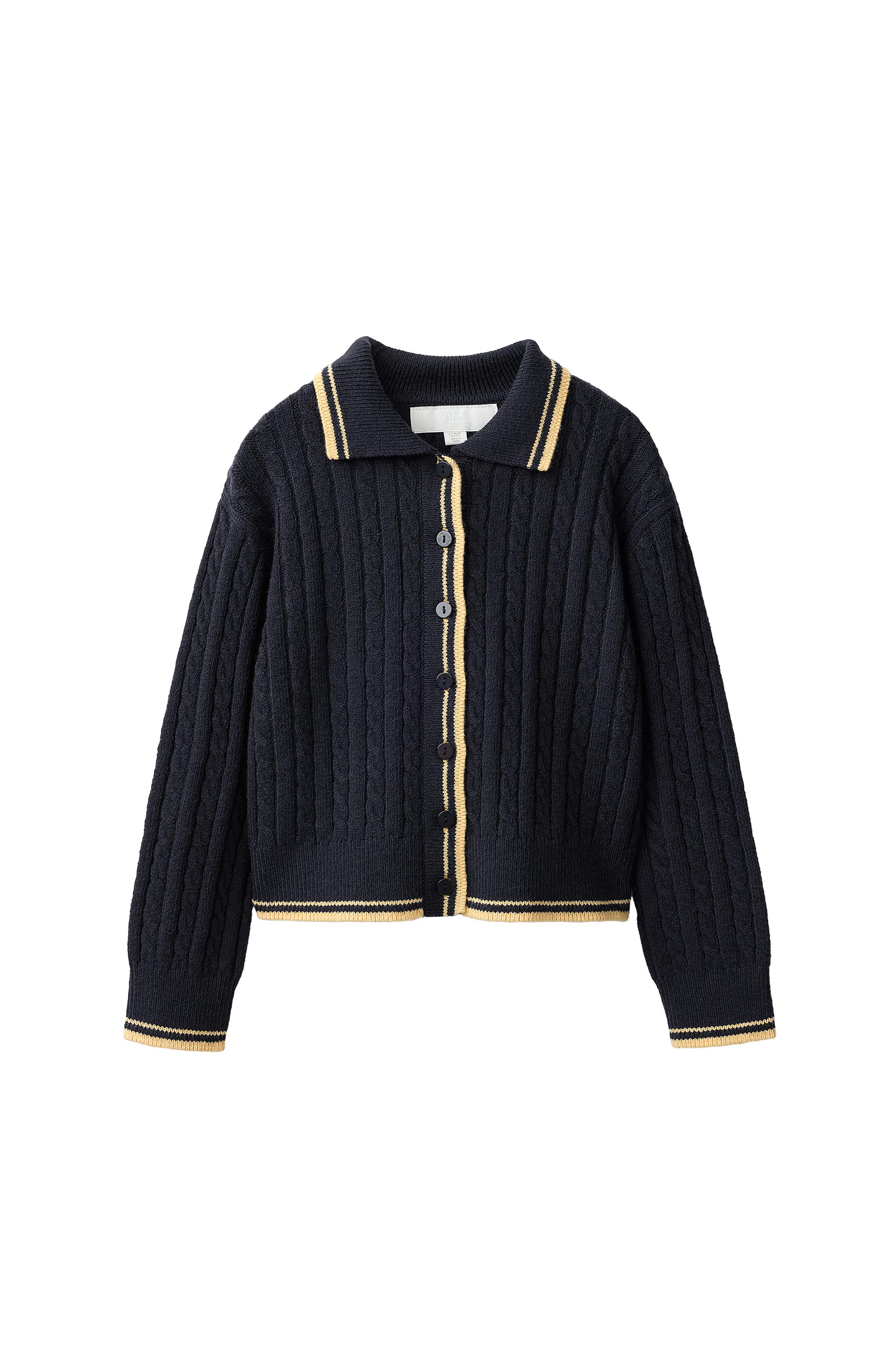 VARSITY CABLE-KNIT  CARDIGAN — ZARA