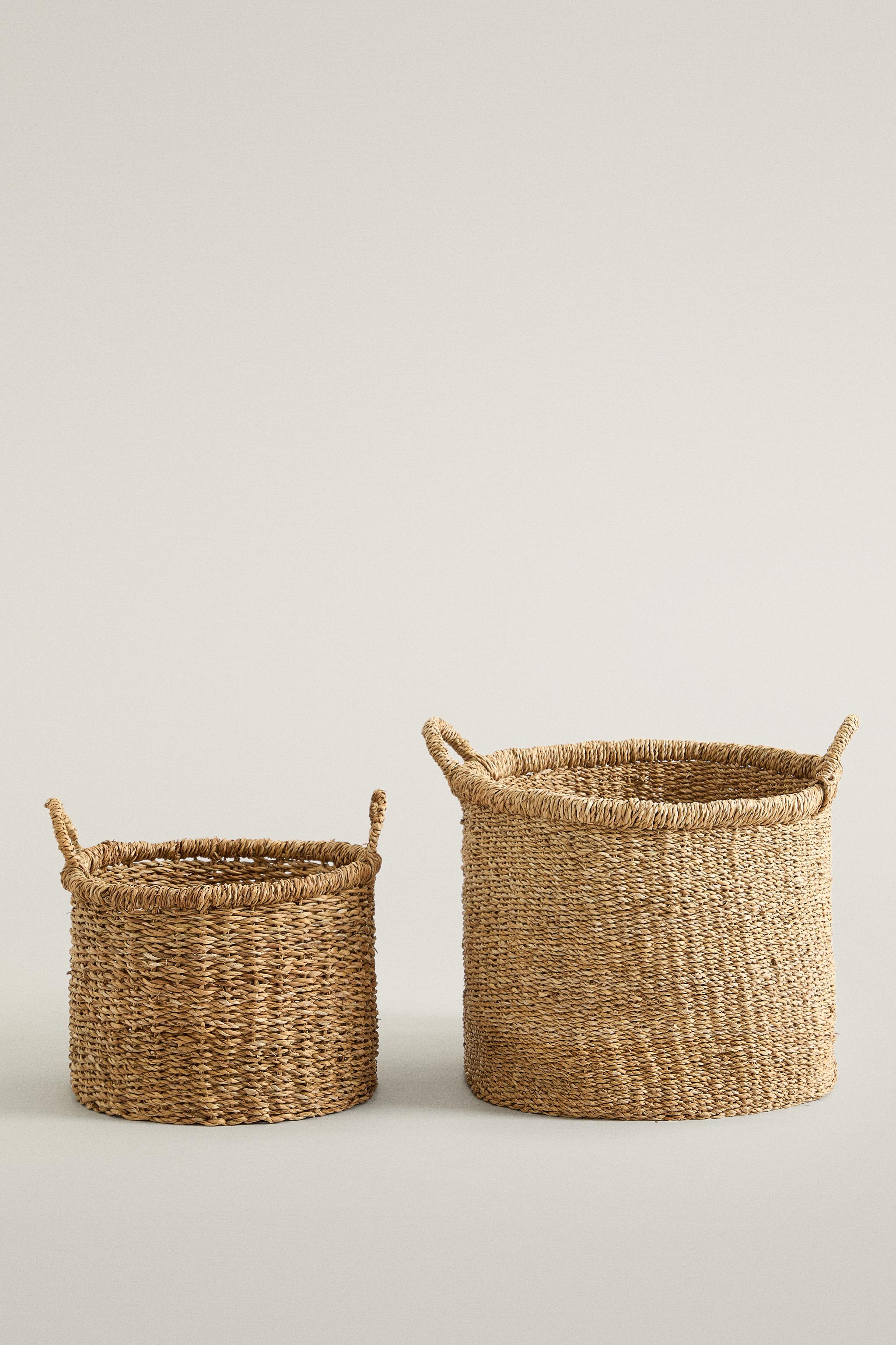 КОРЗИНА ИЗ МОРСКОЙ ТРАВЫ С РУЧКАМИ — ZARA
