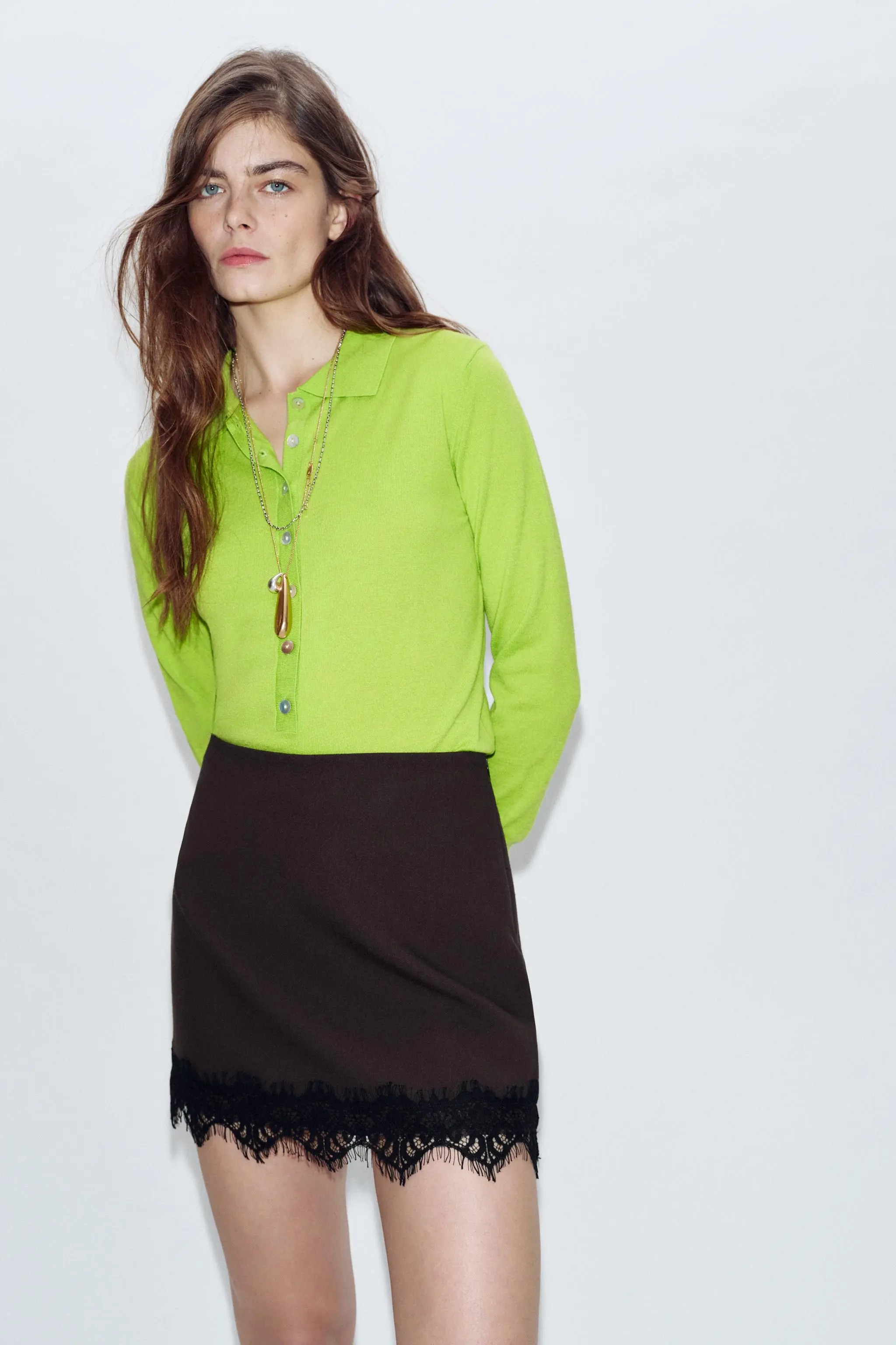 Юбка-шорты с кружевной отделкой по низу — ZARA