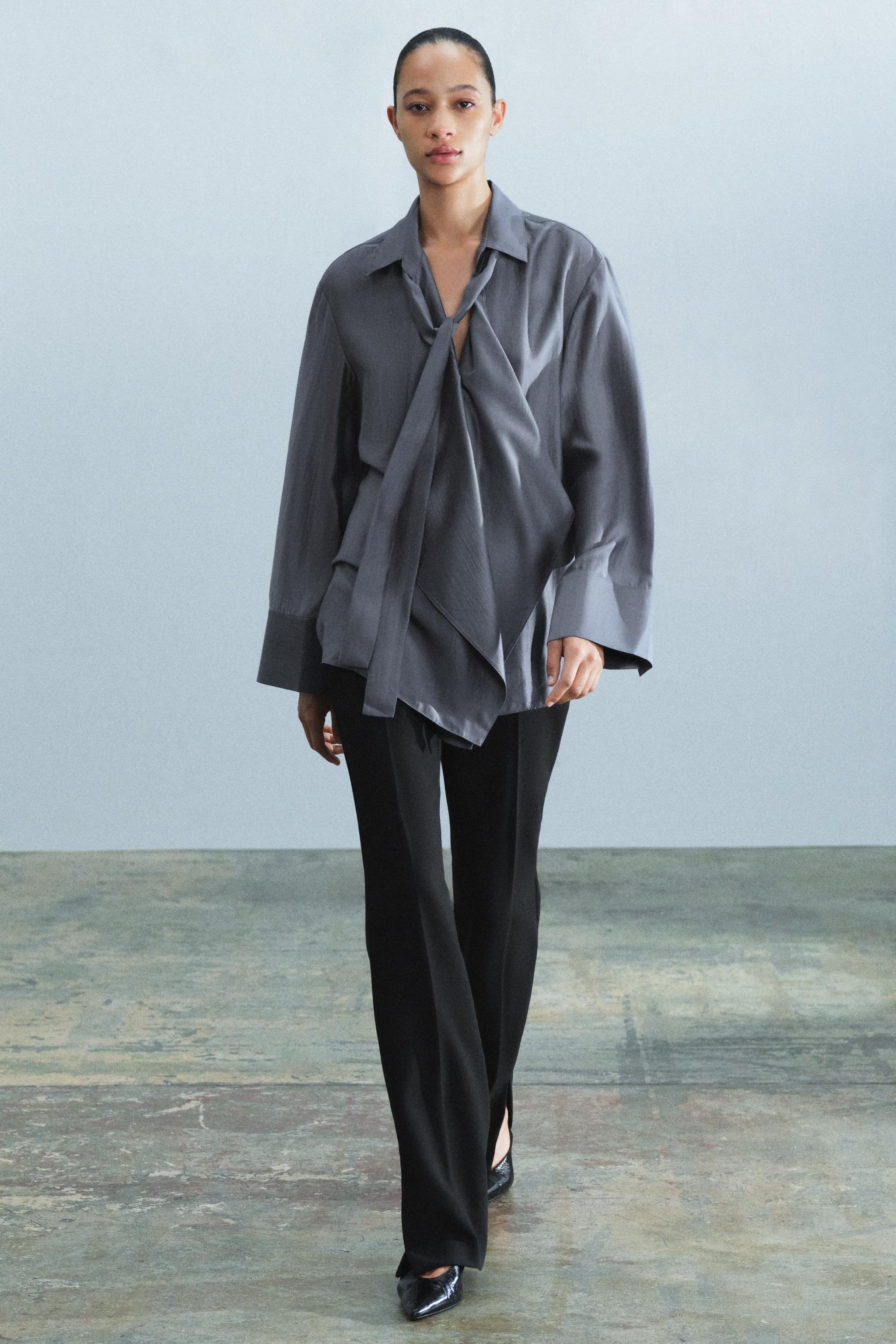 ZW COLLECTION струящаяся рубашка с завязками — ZARA