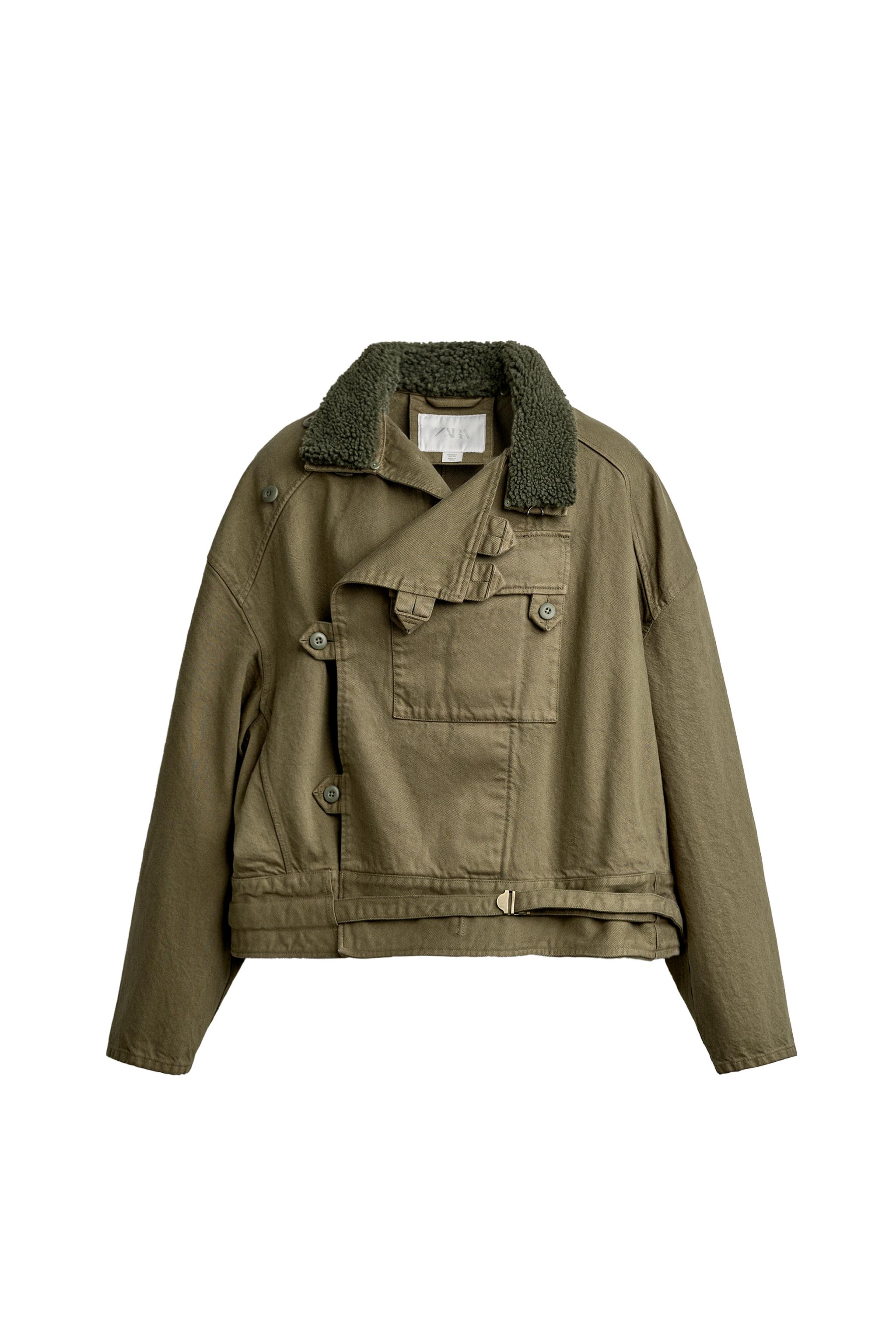 КУРТКА BOXY FIT С КОМБИНИРОВАННЫМ ВОРОТНИКОМ — ZARA