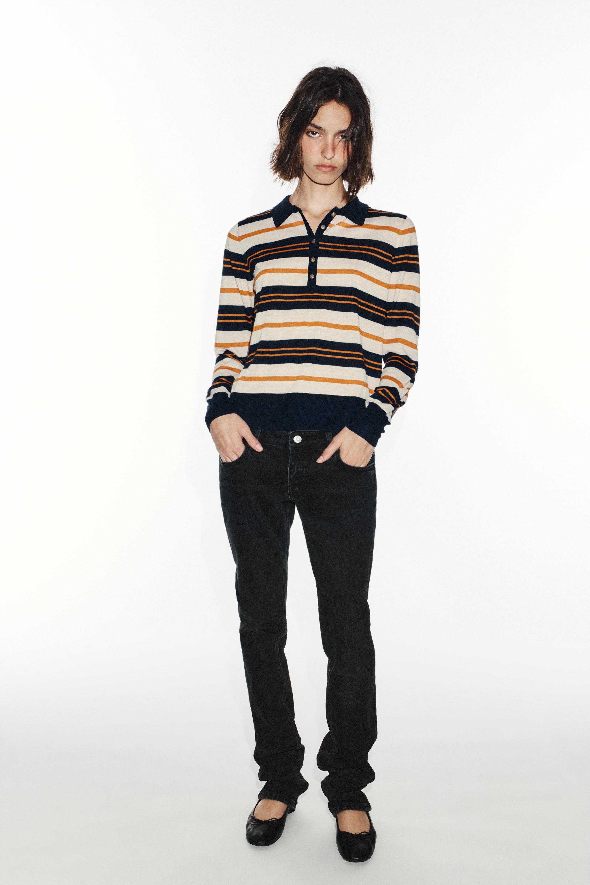 Джемпер поло в полоску — ZARA