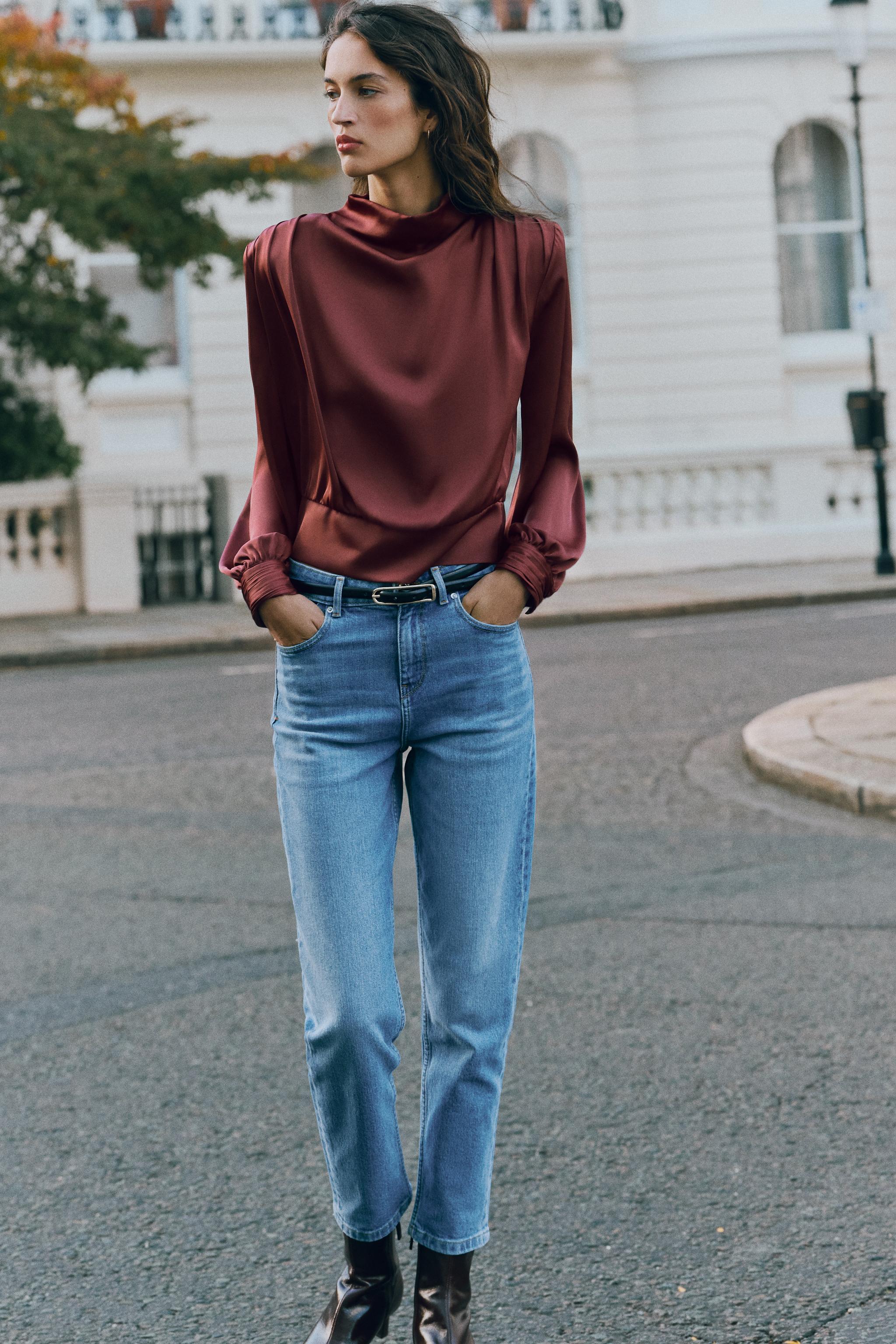 АТЛАСНАЯ БЛУЗА С ПОДПЛЕЧНИКАМИ — ZARA
