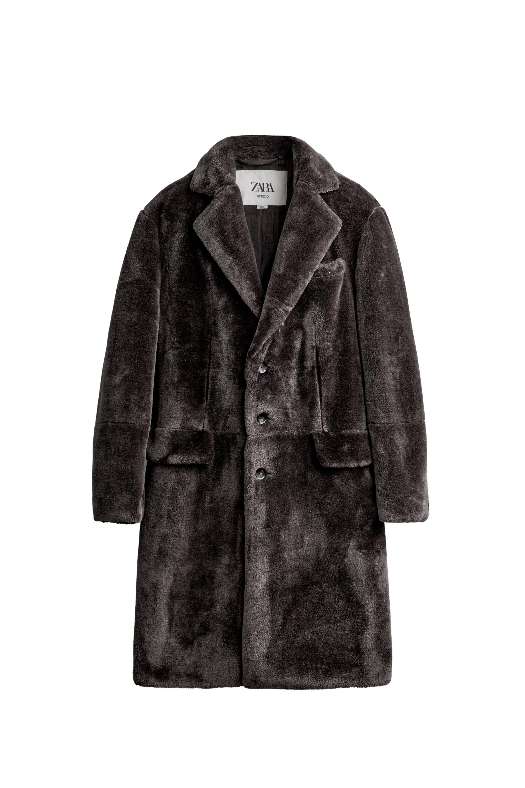RELAXED FIT FAUX FUR FROCK COAT — ZARA