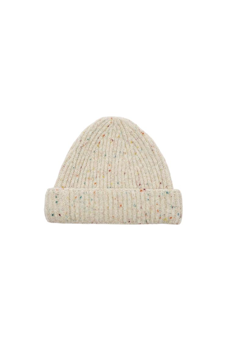 100% WOOL FLECKED KNIT BEANIE