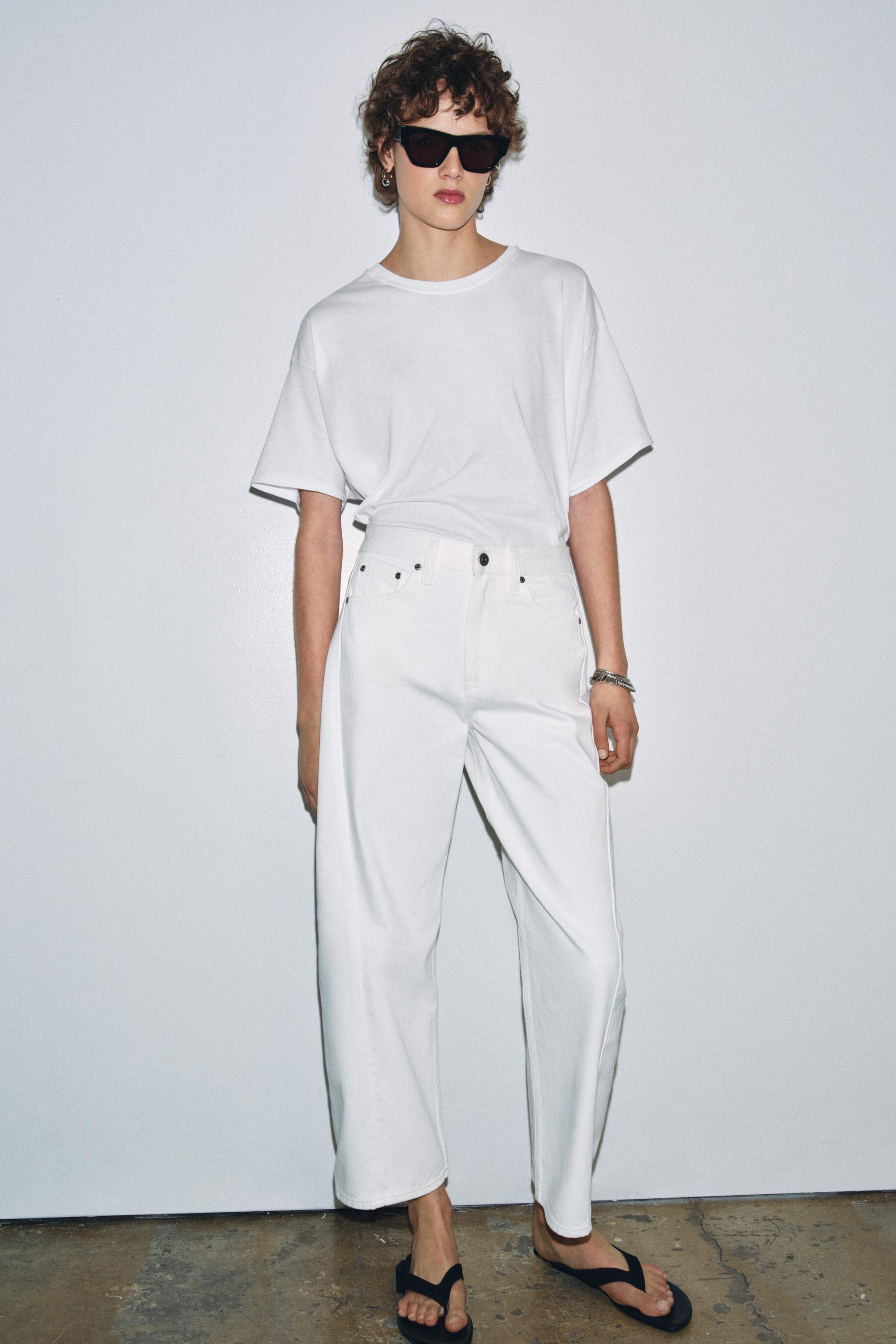 Джинсы ZW COLLECTION свободного кроя со средней посадкой длиной до щиколотки — ZARA