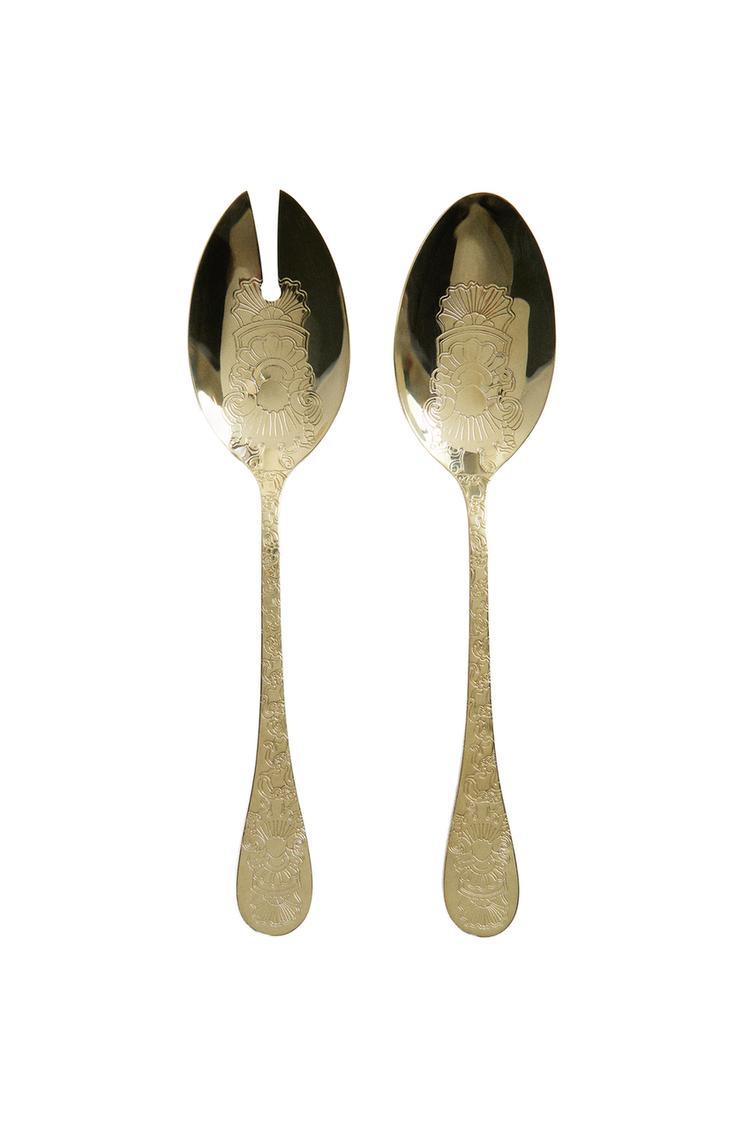 ENGRAVED STEEL SALAD CUTLERY SET (SET OF 2)